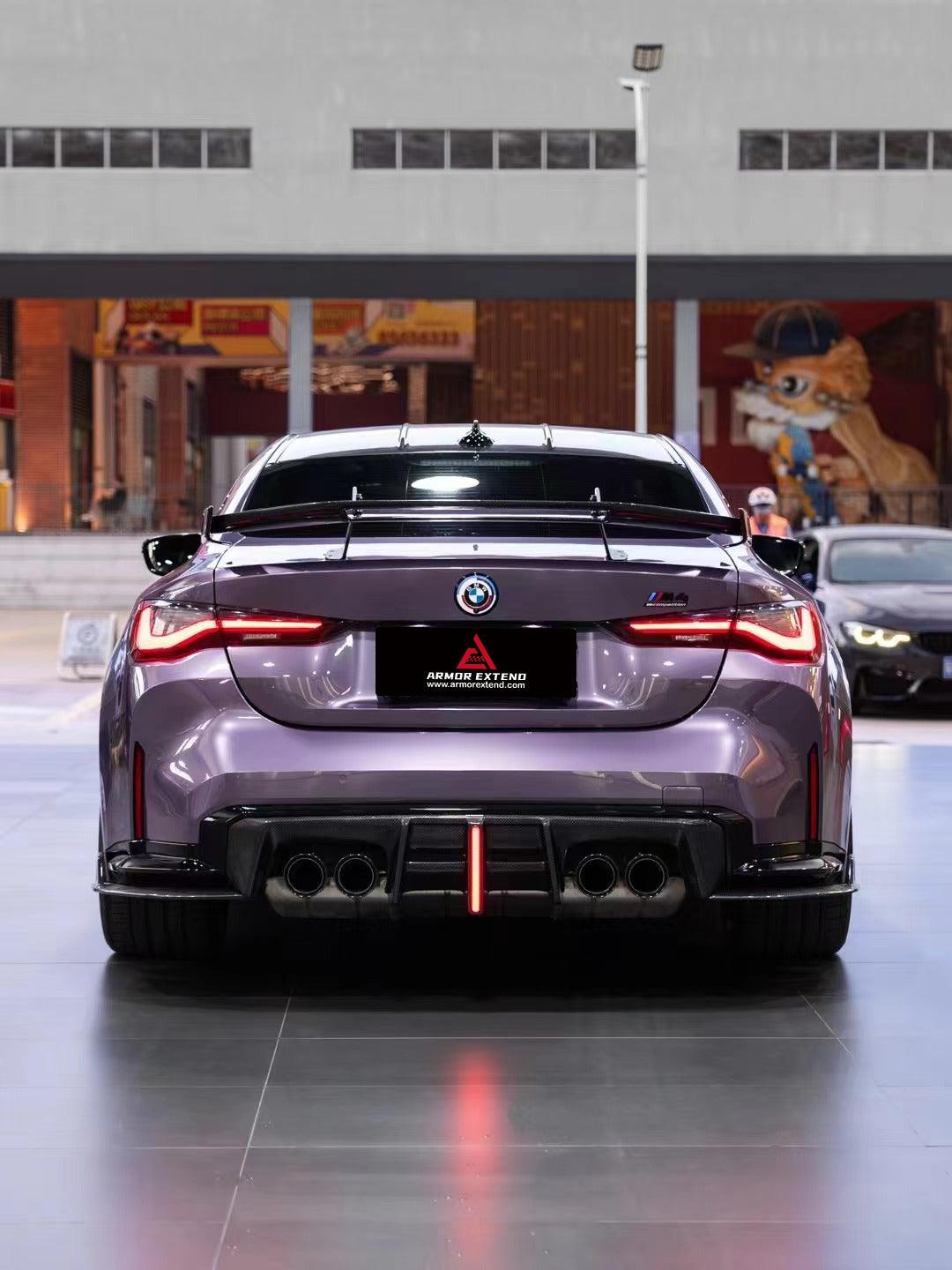 BMW M3 G80 G81 2021 2022 2023 2024 & M4 G82 G83 2021 2022 2023 2024 with Aftermarket Parts - AE V2 Style?Rear Diffuser & Canards Carbon Fiber from ?ArmorExtend