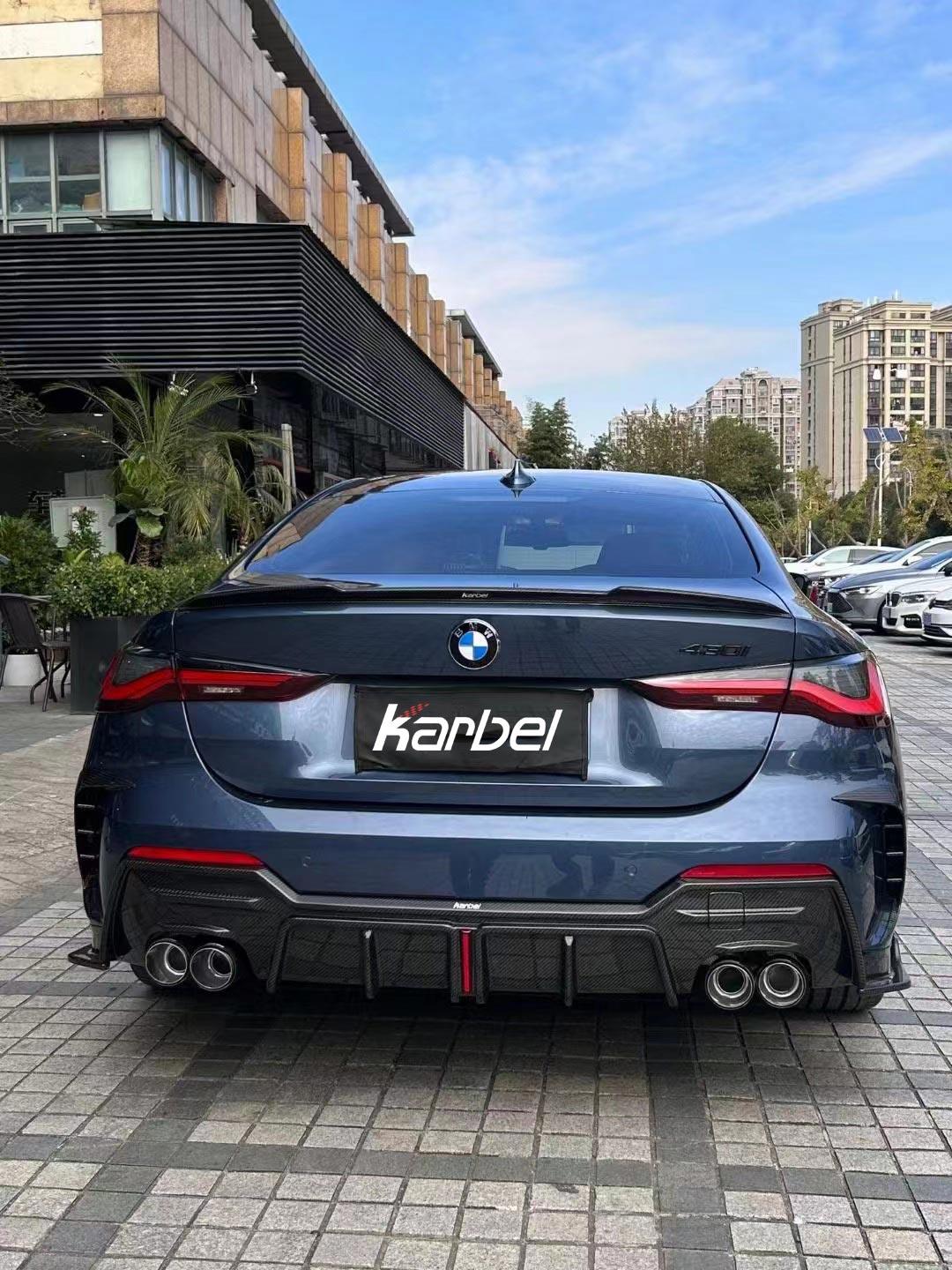 BMW 4 series 430i (with M-package bumper, does not fit base model) M440i G22 G23 2020-ON with Aftermarket Parts - Rear Bumper Canards Pre-preg Carbon Fiber from Karbel Carbon