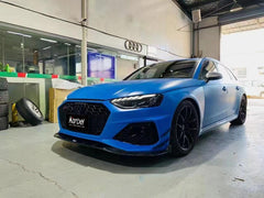 Audi RS4 B9.5 2020 2021 2022 2023 2024 with Aftermarket Parts - Front Canards Pre-preg Carbon Fiber from Karbel Carbon