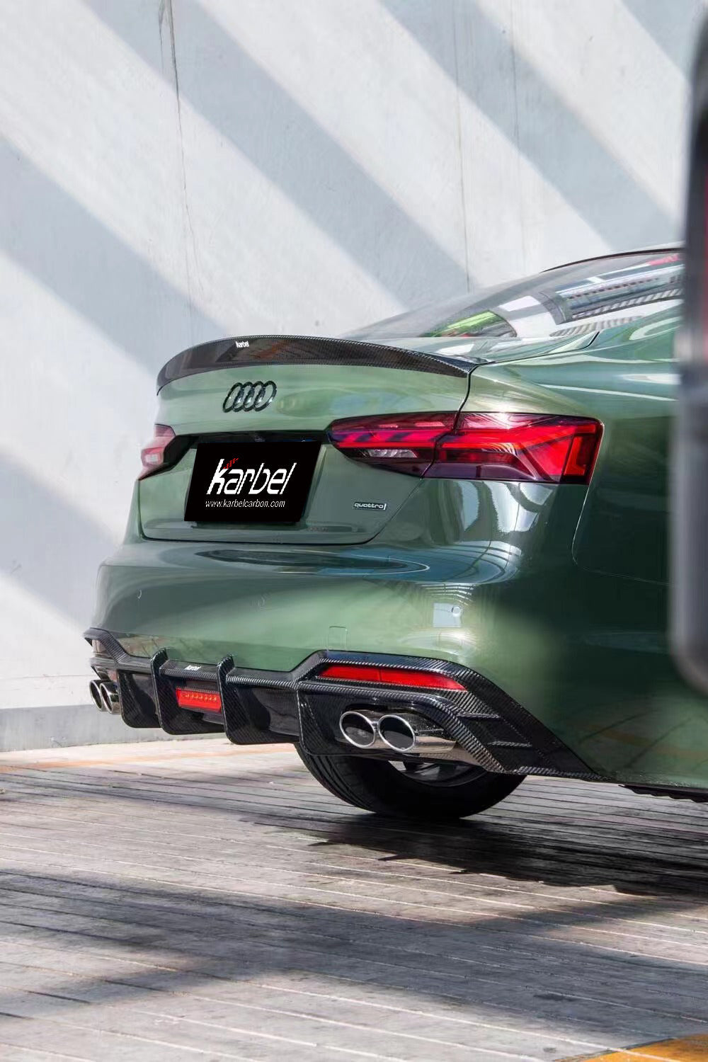 Audi S5 A5 (with s-line bumper, does not base model) B9.5 2020 2021 2022 2023 2024 with Aftermarket Parts - Rear Diffuser Pre-preg Carbon Fiber from Karbel Carbon