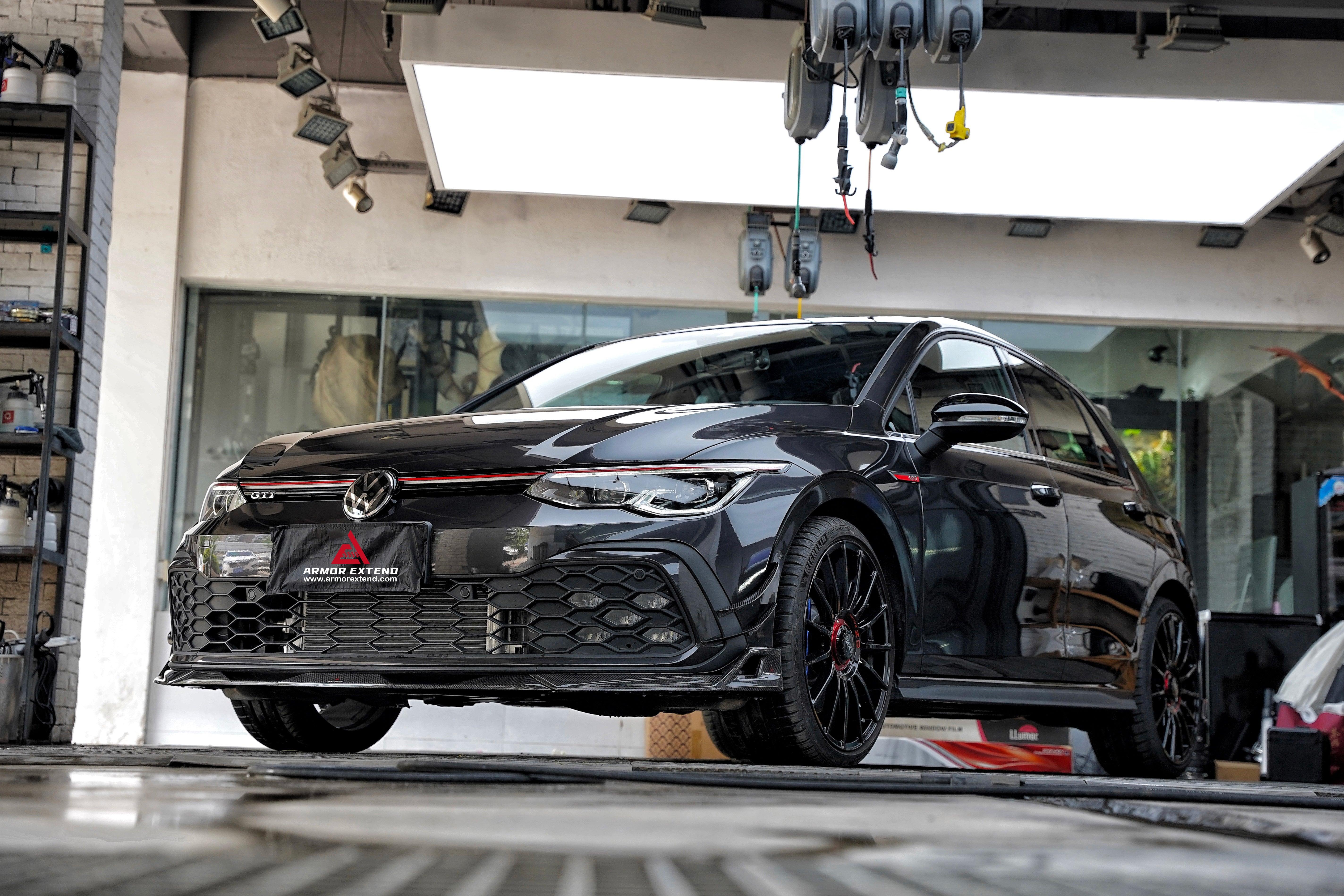 Volkswagen GTI & R-line MK8 2022 2023 2024 with Aftermarket Parts - AE Style Front Lip?Carbon Fiber?from ArmorExtend