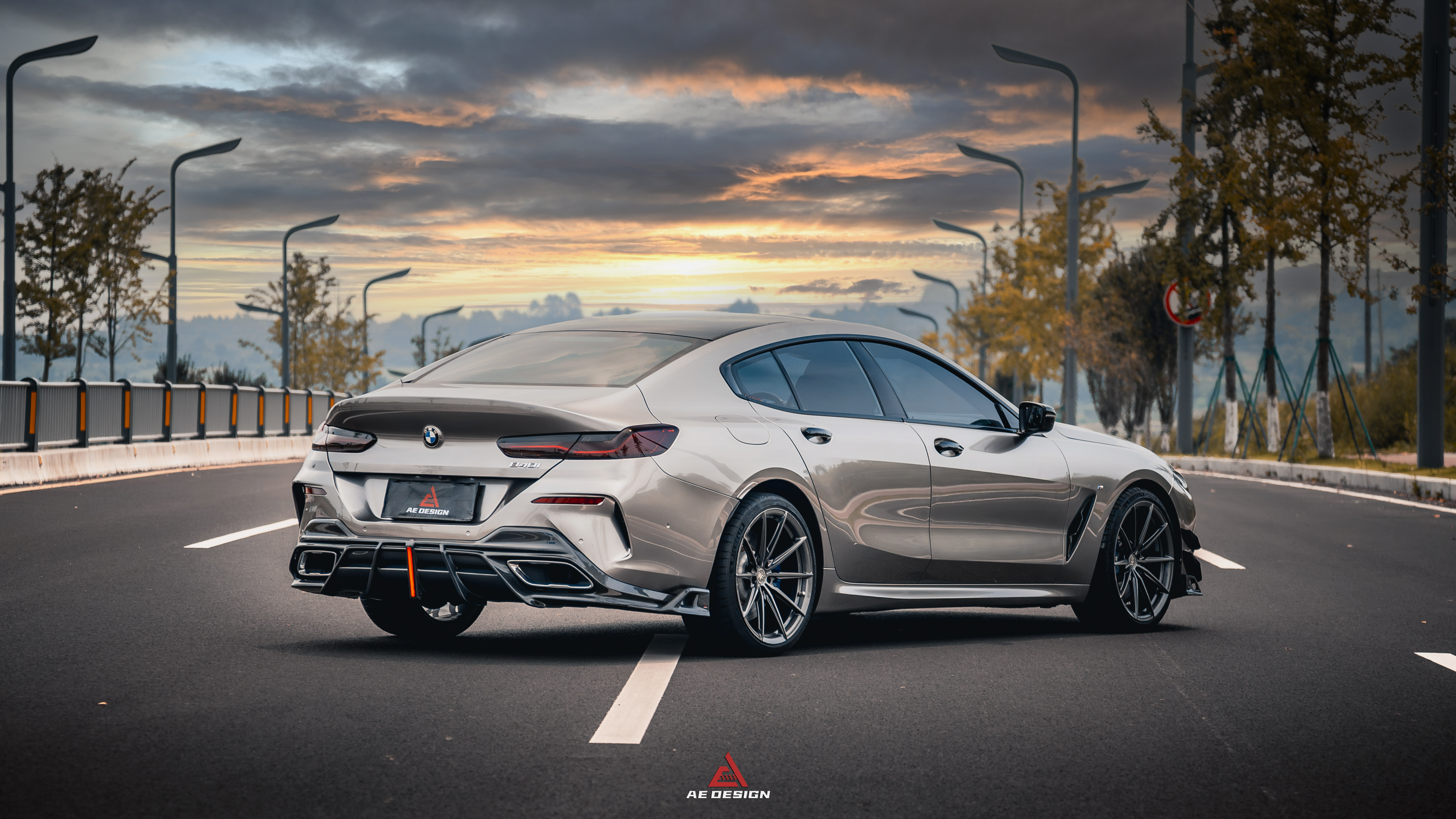 BMW 8 Series M850i 840i (With M-Package Bumper) G14 G15 G16 2018 2019 2020 2021 2022 2023 2024 with Aftermarket Parts - AE Rear Diffuser & Canards?Carbon Fiber from?ArmorExtend
