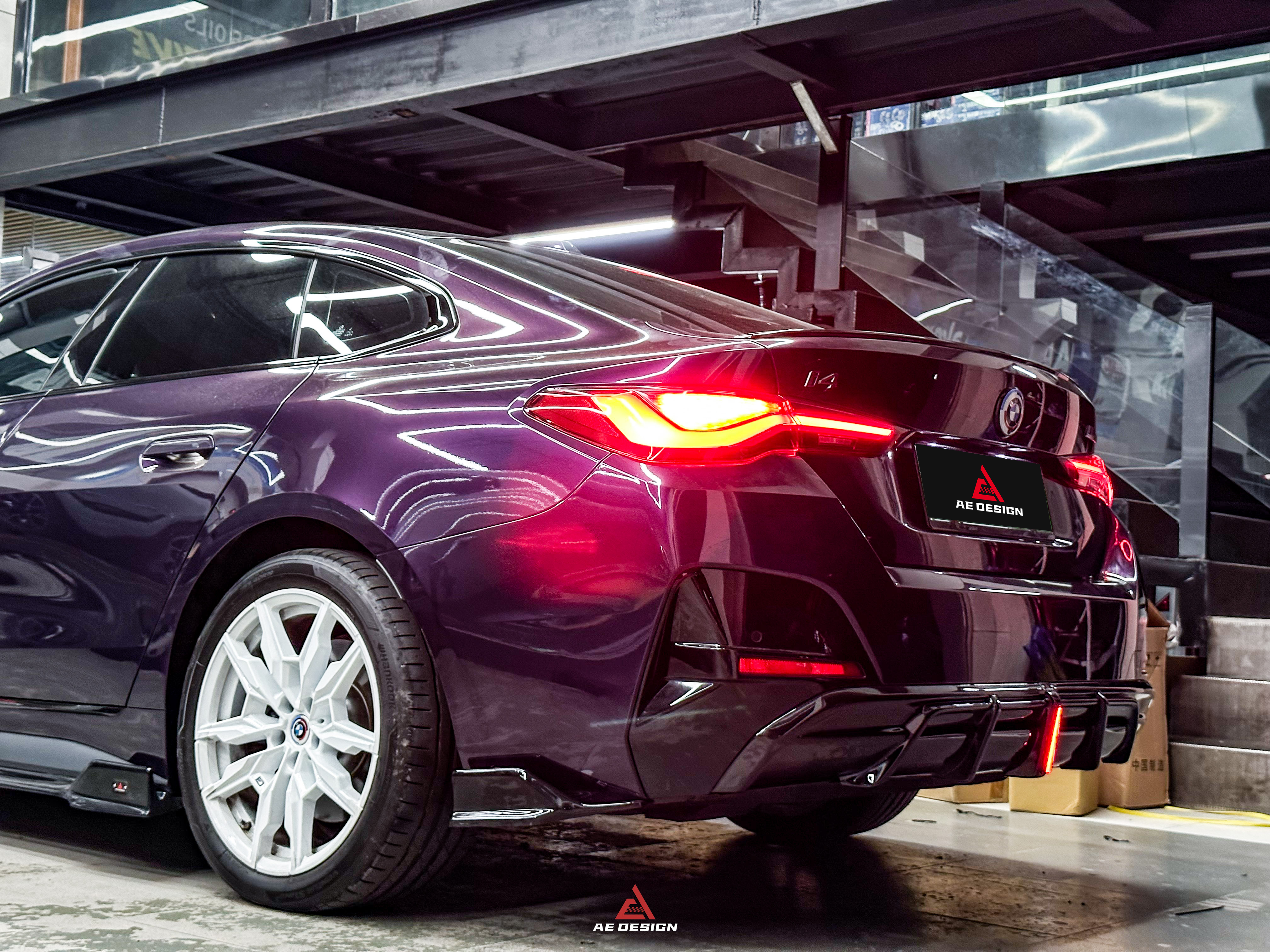 BMW I4 M50 / e Drive 40 G26 2022-ON & 4 Series Gran Coupe M440i 430i  G26 2022-ON (with M-package bumper, does not fit base model) with Aftermarket Parts - AE Style Rear Diffuser & Canards Carbon Fiber from ArmorExtend