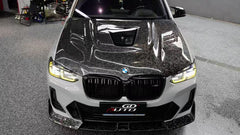 BMW X3 G01 & X3M X3MC F97 (Fits Both Pre-LCI & LCI) 2019 2020 2021 2022 2023 2024 & X4 G02 & X4M X4MC F98 (Fits Both Pre-LCI & LCI) 2019 2020 2021 2022 2023 2024 2025 with Aftermarket Parts ART Vented Transparent Glass V2 Hood Bonnet Dry Pre-preg Carbon Fiber from ArmorExtend