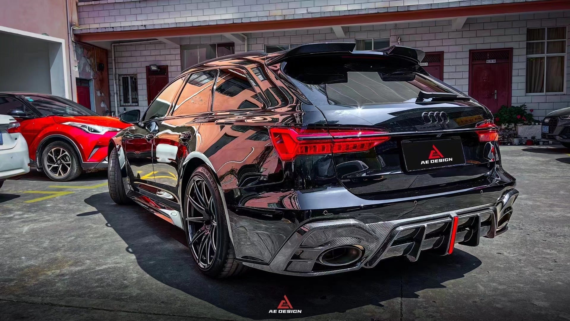 Audi RS6 C8 2020 2021 2022 2023 2024 & RS7 C8 2020 2021 2022 2023 2024 with Aftermarket Parts - AE Rear Diffuser & Canards?Carbon Fiber?from ArmorExtend