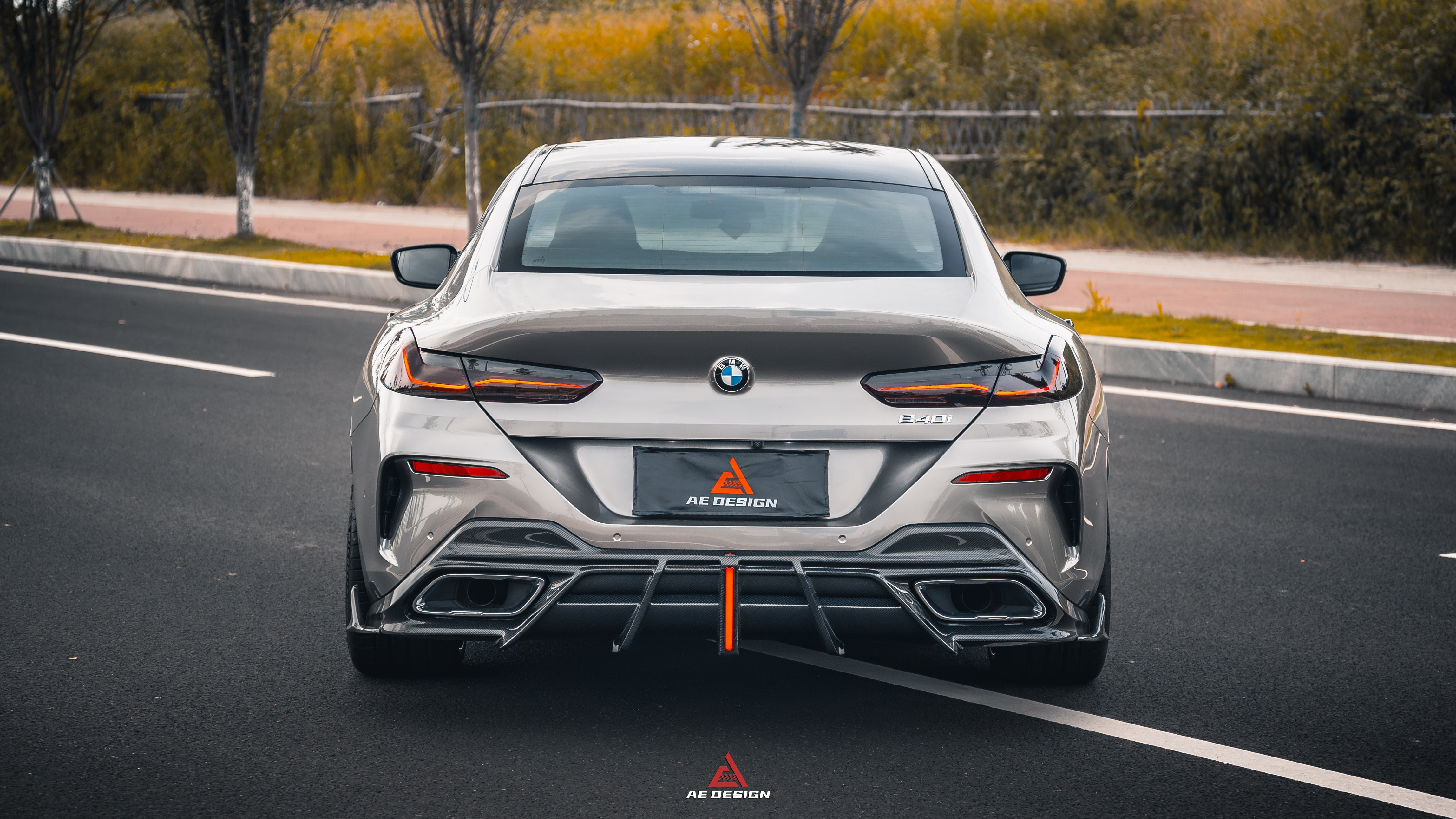 BMW 8 Series M850i 840i (With M-Package Bumper) G14 G15 G16 2018 2019 2020 2021 2022 2023 2024 with Aftermarket Parts - AE Rear Diffuser & Canards?Carbon Fiber from?ArmorExtend