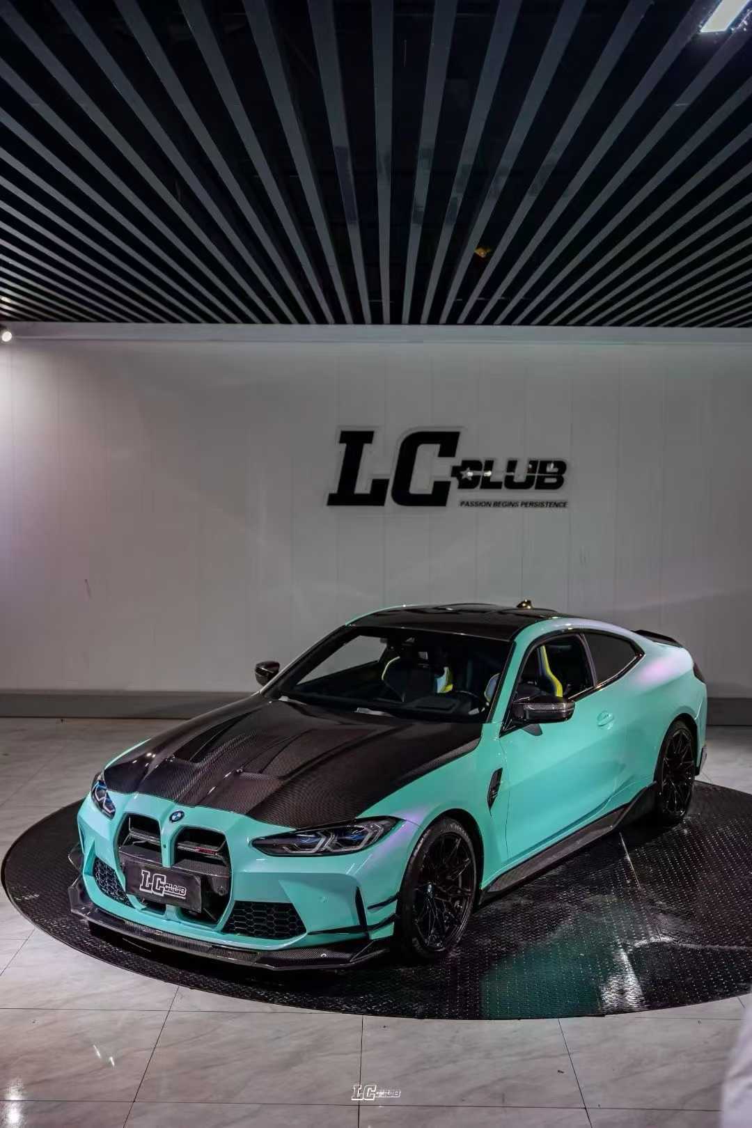 BMW M3 / M3C G80 G81 & M4 / M4C G82 G83 2021 2022 2023 2024 with Aftermarket Parts - Hood Bonnet Double-sided Pre-preg Carbon Fiber from TAKD Carbon