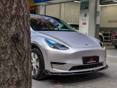 Tesla Model Y 2020 2021 2022 2023 2024 with Aftermarket Parts - AE Style Front Lip Carbon Fiber from ArmorExtend