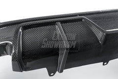 BMW 5 Series 530 540 (with M-package bumper, does not fit base model) G60 G61 2024-ON with Aftermarket Parts - V1 Style Rear Diffuser (Quad Exhaust Tips Included) Pre-preg Carbon Fiber from TAKD Carbon