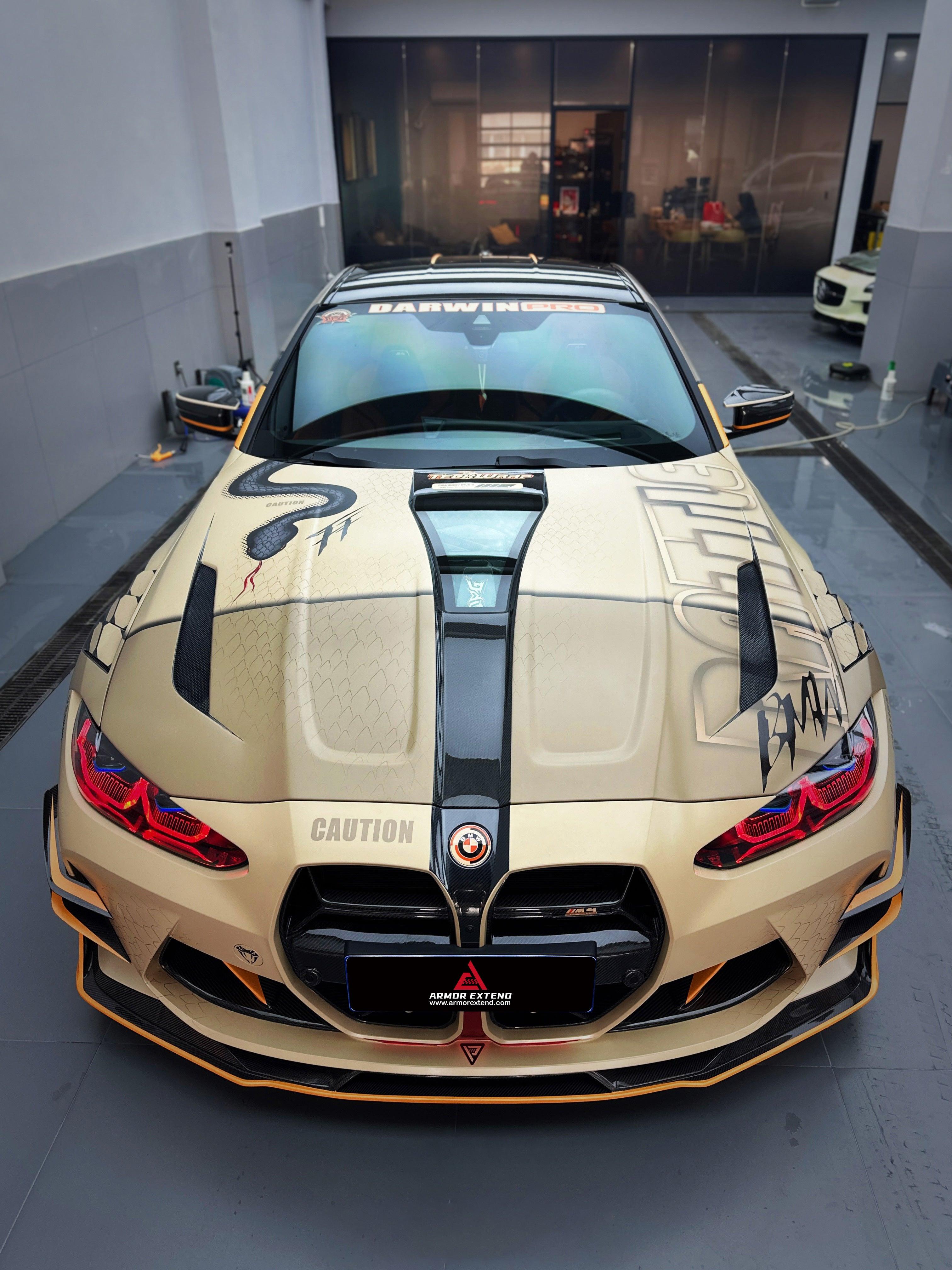 BMW M3 G80 G81 2021 2022 2023 2024 & M4 G82 G83 2021 2022 2023 2024 with Aftermarket Parts - AE V1 Style Front Lip Carbon Fiber from ArmorExtend