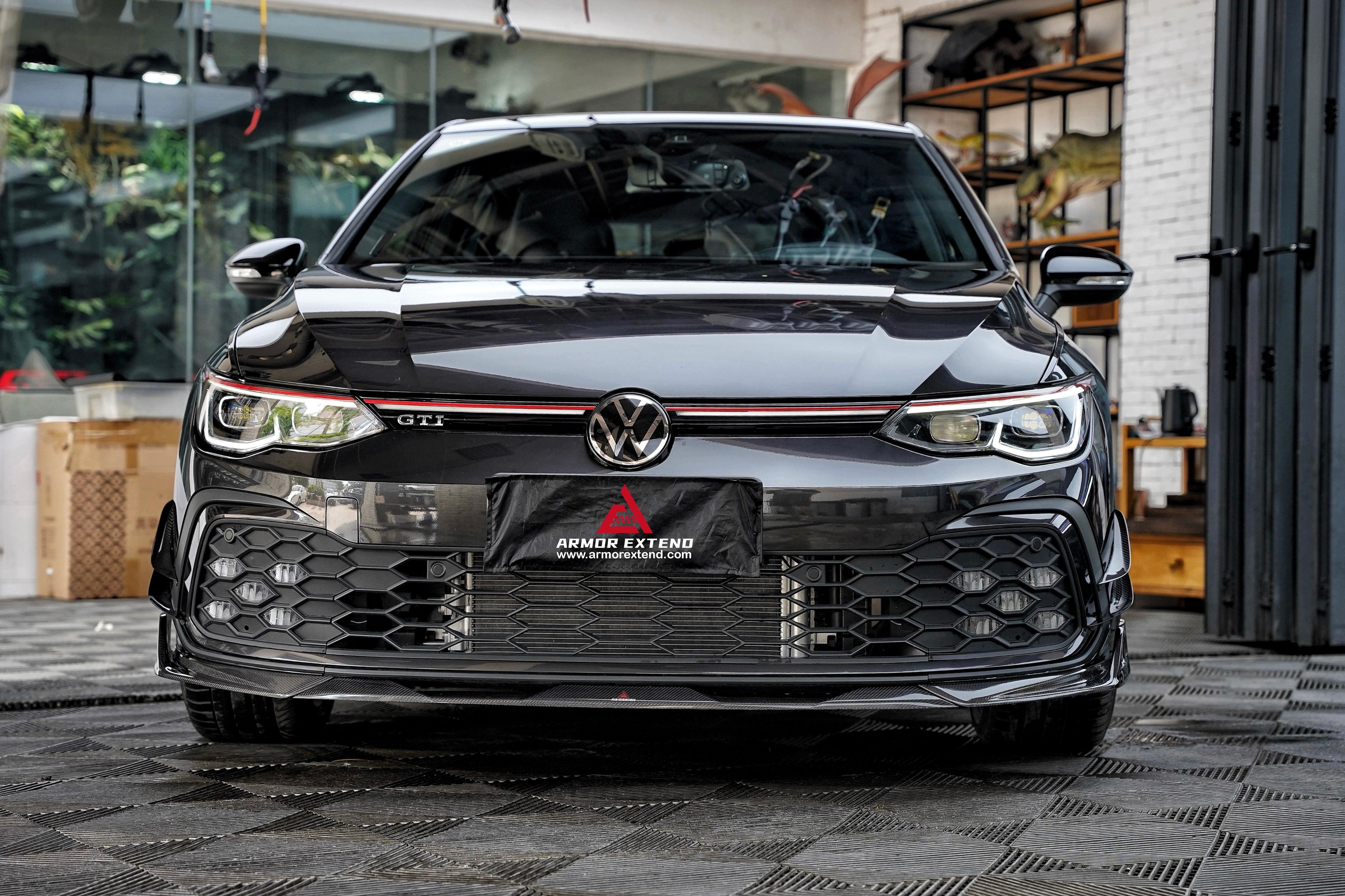Volkswagen GTI & R-line MK8 2022 2023 2024 with Aftermarket Parts - AE Style Front Lip?Carbon Fiber?from ArmorExtend