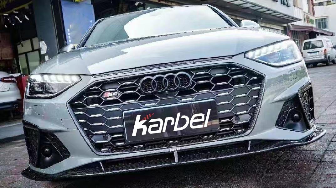 Audi S4 A4 S-line (with s-line bumper, does not fit base model) B9.5 2020-ON with Aftermarket Parts - Upper Valences Pre-preg Carbon Fiber from Karbel Carbon