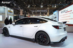 Tesla Model 3 Highland / Performance 2024-ON with Aftermarket Parts - With Light Style Rear Diffuser & Canards Pre-preg Carbon Fiber from Karbel Carbon