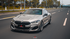 BMW 8 Series M850i 840i (With M-Package Bumper) G14 G15 G16 2018 2019 2020 2021 2022 2023 2024 with Aftermarket Parts - AE Style?Front Canards Carbon Fiber from?ArmorExtend 