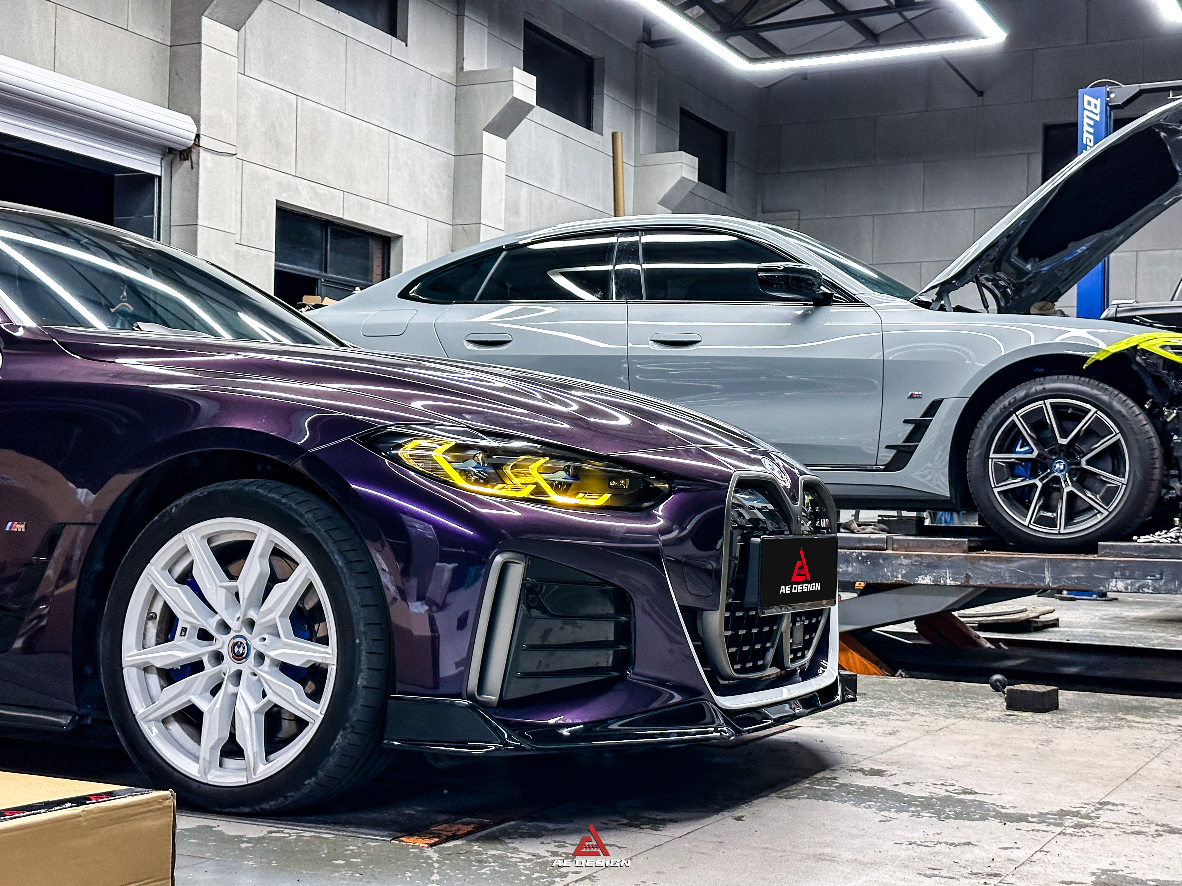 BMW I4 M50 / e Drive 40 (with M-package bumper, does not fit base model) I4 M50 / e Drive 40 & 4 Series Gran Coupe M440i 430i (with M-package bumper, does not fit base model) G26 2022 2023 2024 with Aftermarket Parts - AE Style Front Lip?Carbon Fiber / ABS from ArmorExtend