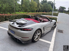Porsche 718 Boxster Base S T GTS Convertible 2017-ON with Aftermarket Parts - Tonneau Cover and Wing Carbon Fiber from Geex Village