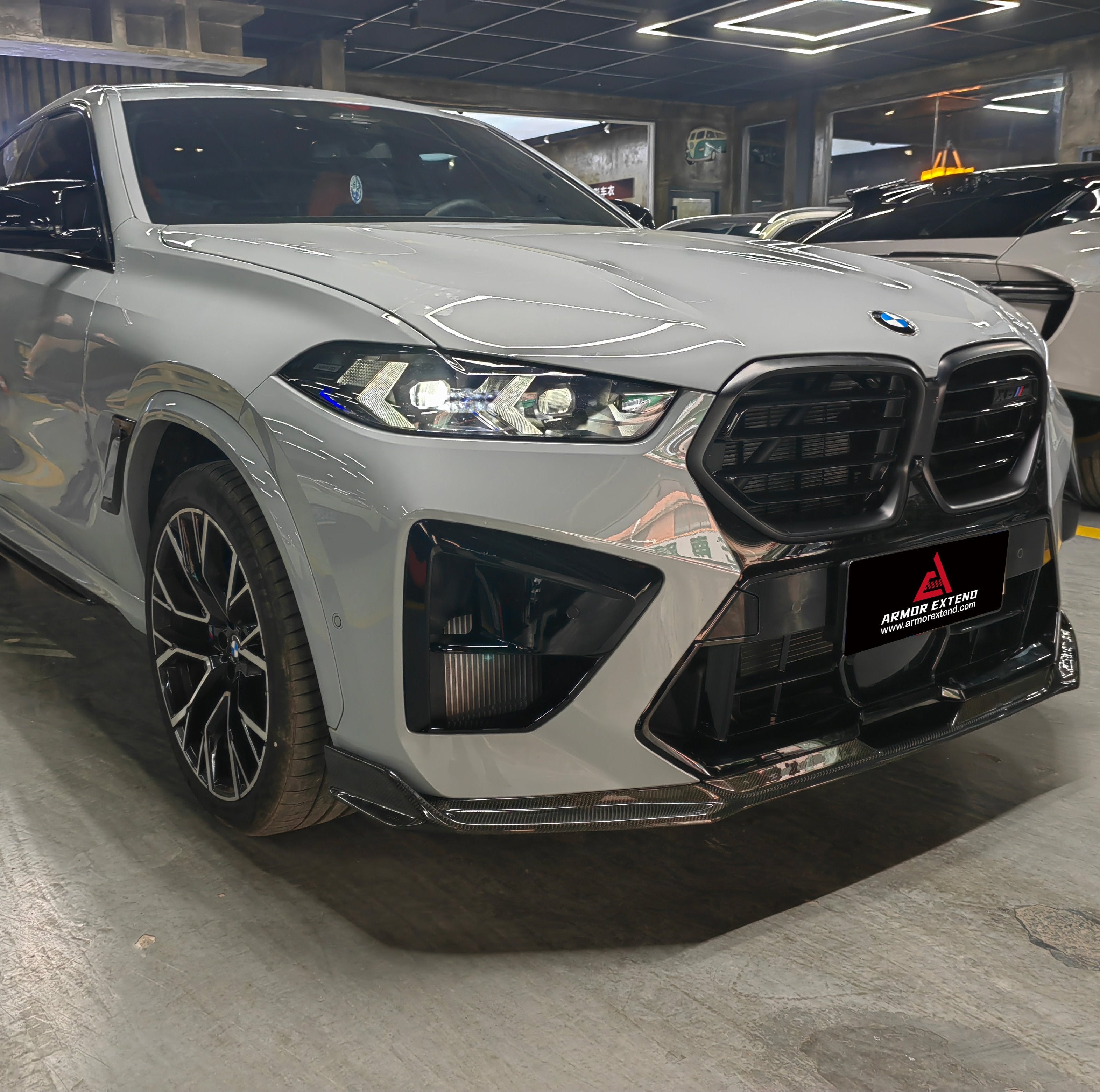 BMW X5M X5MC F95 & X6M X6MC F96 2024-ON (LCI) With Aftermarket Parts - AE Style Front Lip Carbon Fiber?from ArmorExtend