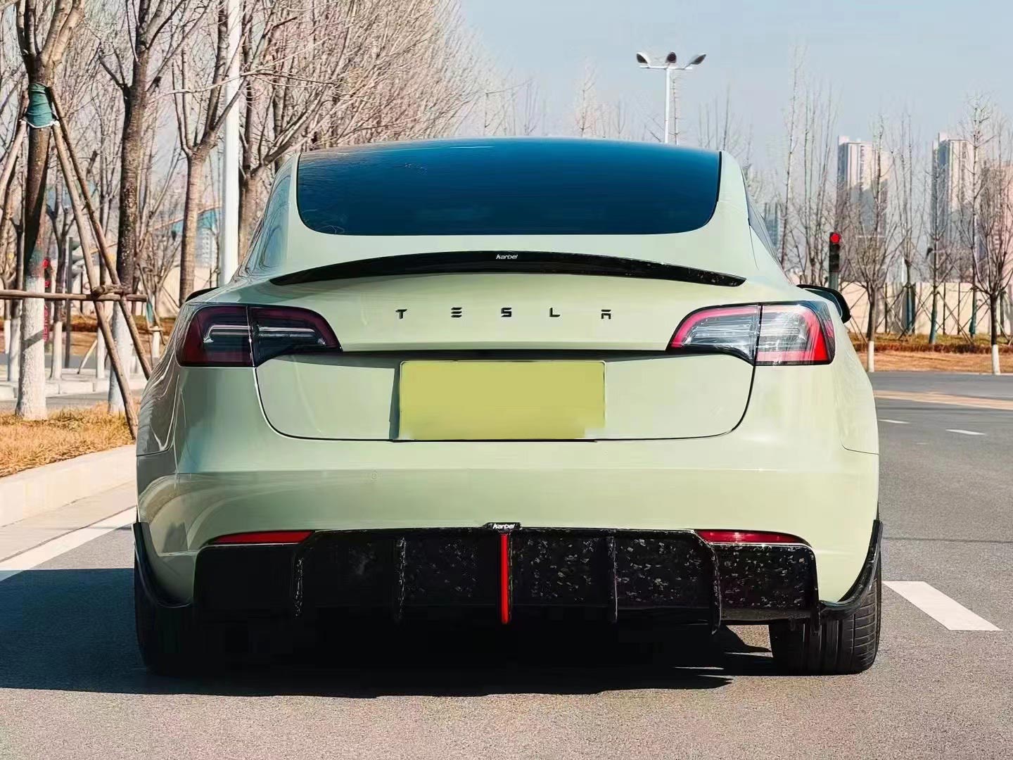 Karbel Carbon Pre-preg Carbon Fiber Rear Diffuser & Canards for Tesla Model 3 / Performance