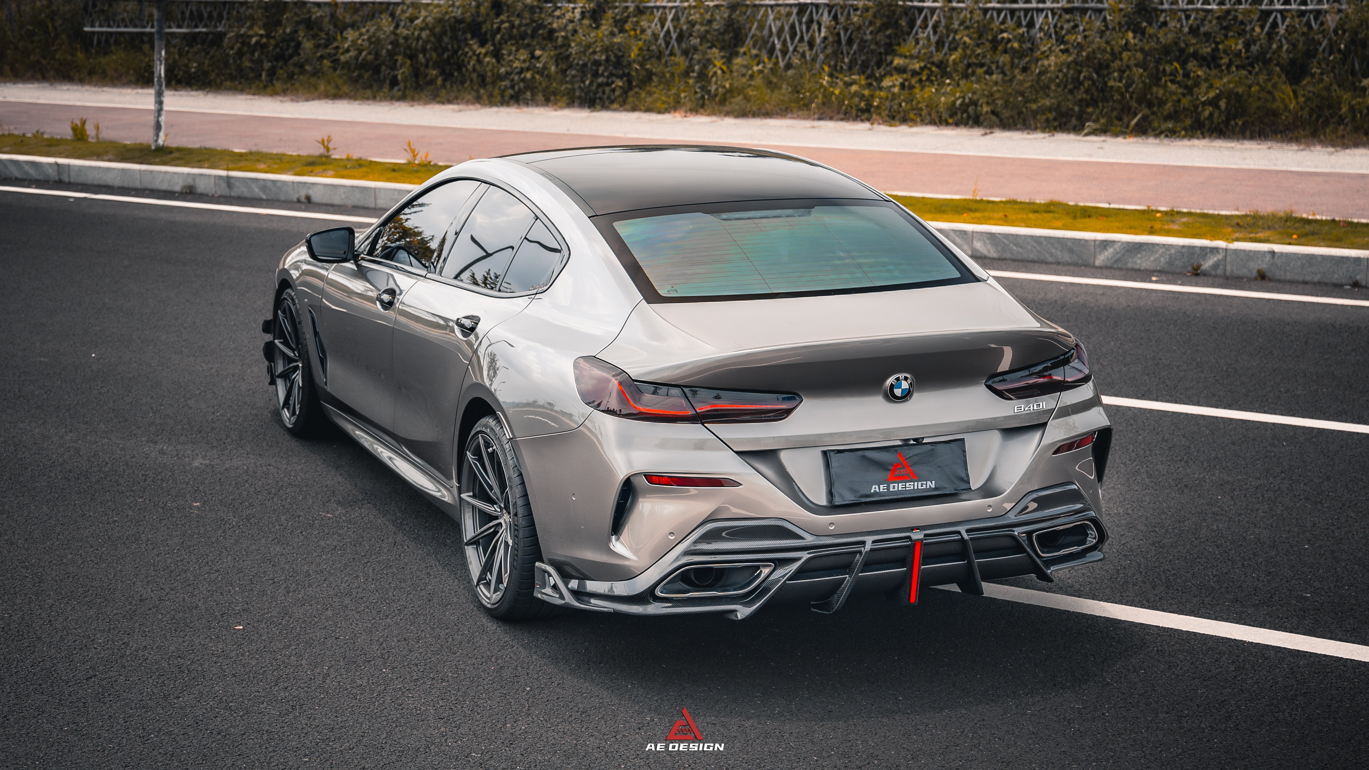 BMW 8 Series M850i 840i (With M-Package Bumper) G14 G15 G16 2018 2019 2020 2021 2022 2023 2024 with Aftermarket Parts - AE Rear Diffuser & Canards?Carbon Fiber from?ArmorExtend
