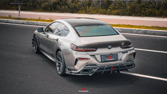 BMW 8 Series M850i 840i (With M-Package Bumper) G14 G15 G16 2018 2019 2020 2021 2022 2023 2024 with Aftermarket Parts - AE Rear Diffuser & Canards?Carbon Fiber from?ArmorExtend