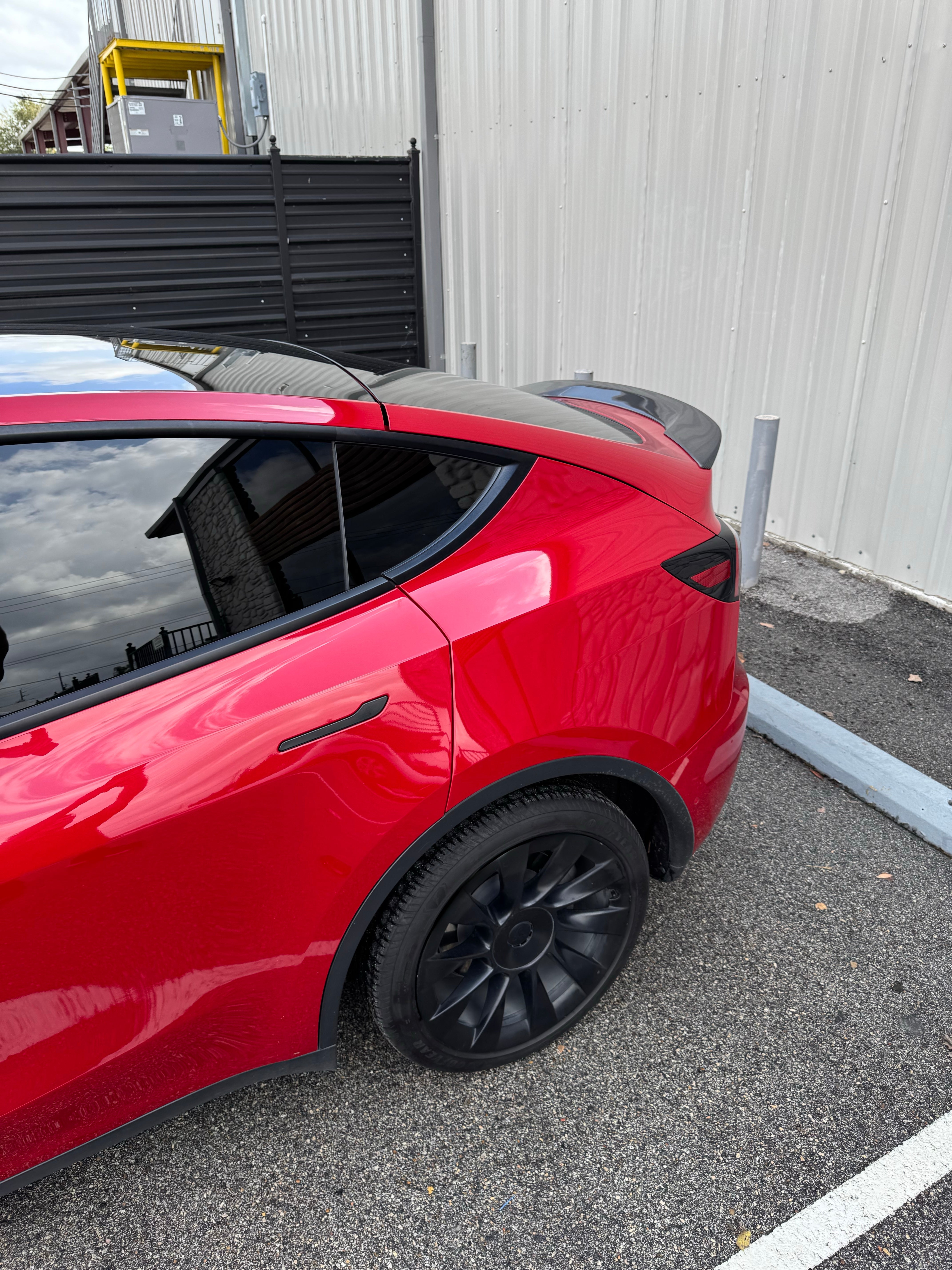 Tesla Model Y Performance AWD Long Range RWD Standard 2020 2021 2023 2024 with Aftermarket Parts - "STARSHIP" Rear Ducktail Spoiler Carbon Fiber / FRP from Robot Craftsman