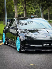 Tesla Model 3 Highland 2024-ON with Aftermarket Parts - AE Style Front Canards Carbon Fiber from?ArmorExtend