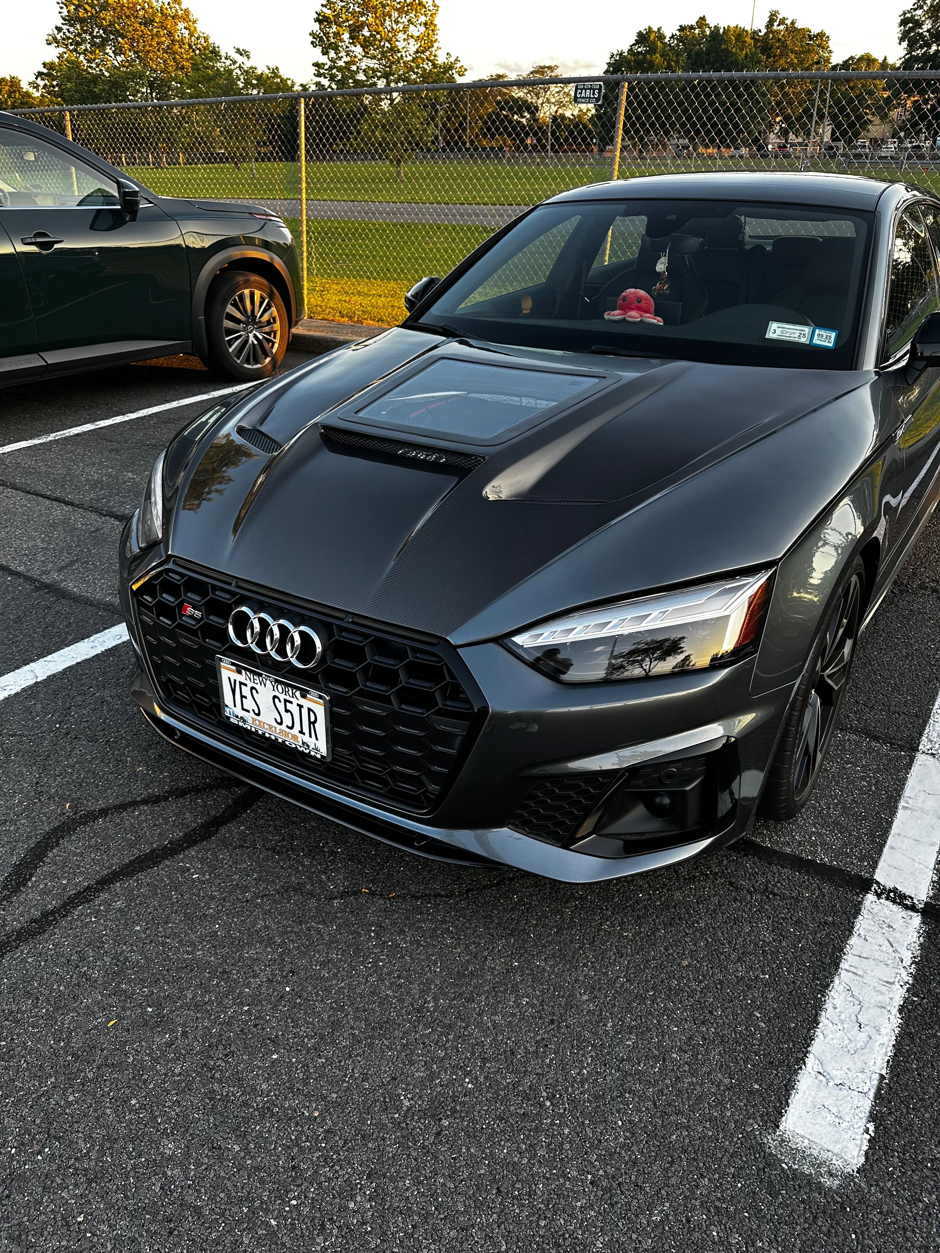Audi RS5 S5 A5 B9 B9.5 2017-ON with Aftermarket Parts - V2 Tempered Glass Transparent Hood Bonnet Carbon Fiber / FRP from CMST Tuning