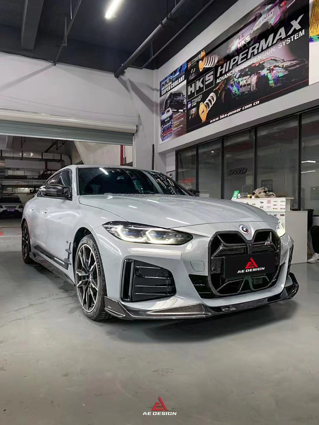 BMW I4 M50 / e Drive 40 (with M-package bumper, does not fit base model) I4 M50 / e Drive 40 & 4 Series Gran Coupe M440i 430i (with M-package bumper, does not fit base model) G26 2022 2023 2024 with Aftermarket Parts - AE Style Front Lip?Carbon Fiber / ABS from ArmorExtend