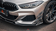 BMW 8 Series M850i 840i (With M-Package Bumper) G14 G15 G16 2018 2019 2020 2021 2022 2023 2024 with Aftermarket Parts - AE Style?Front Canards Carbon Fiber from?ArmorExtend 