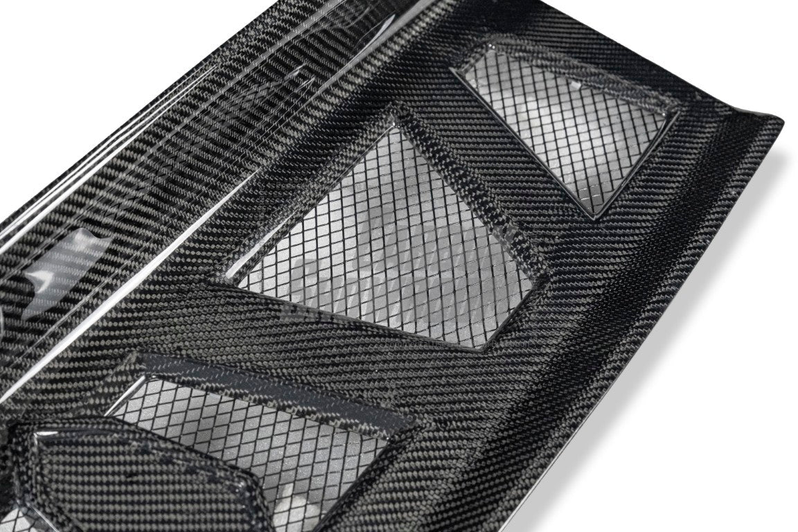 Ford Mustang Ecoboost V6 GT March1 Bullitt S550.1 S550.2 2015 2016 2017 2018 2019 2020 2021 2022 2023 with Aftermarket Parts - "DAWN & DUSK" Trunk Deck Lid Back Cover with Wooden Boat Badge Carbon Fiber / FRP from Robot Craftsman