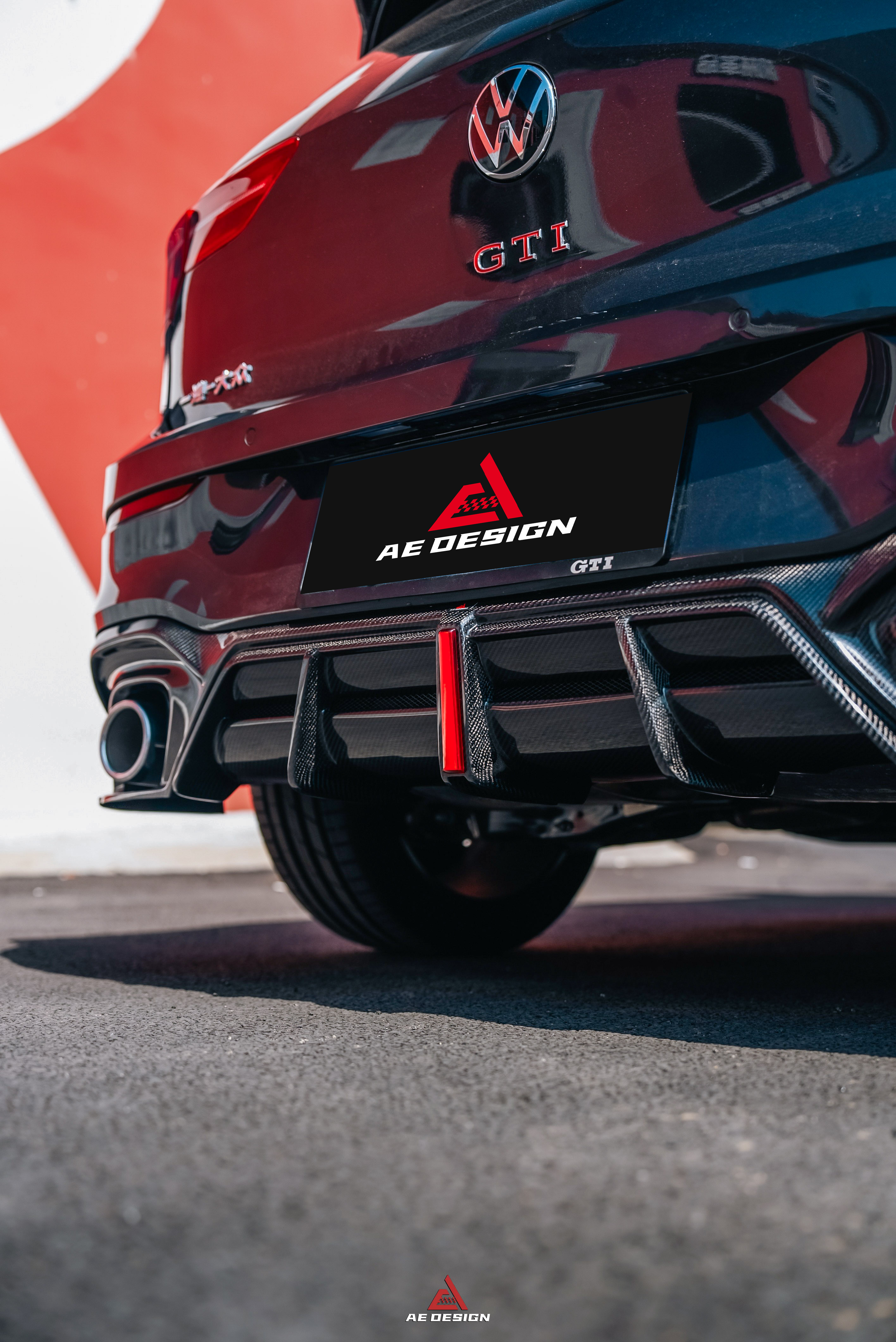 Volkswagen GTI & R-line MK8 2022 2023 2024 with Aftermarket Parts - AE Rear Diffuser?Carbon Fiber?from?ArmorExtend