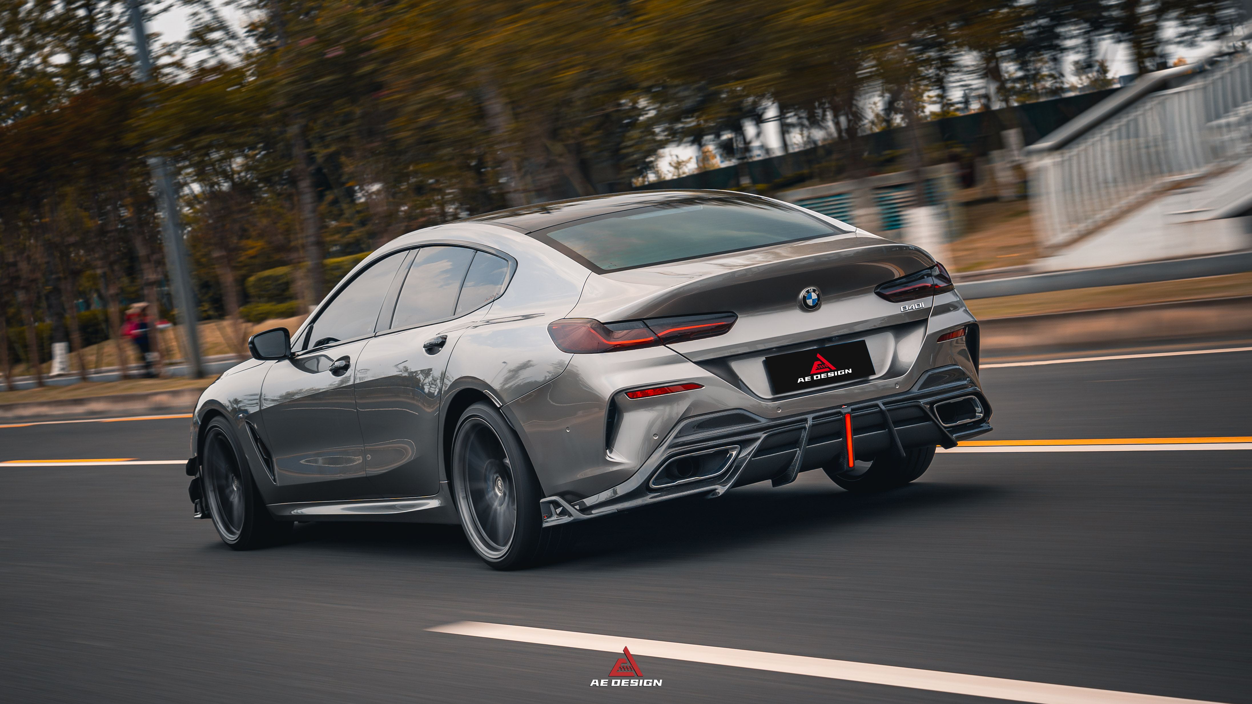 BMW 8 Series M850i 840i (With M-Package Bumper) G14 G15 G16 2018 2019 2020 2021 2022 2023 2024 with Aftermarket Parts - AE Rear Diffuser & Canards?Carbon Fiber from?ArmorExtend