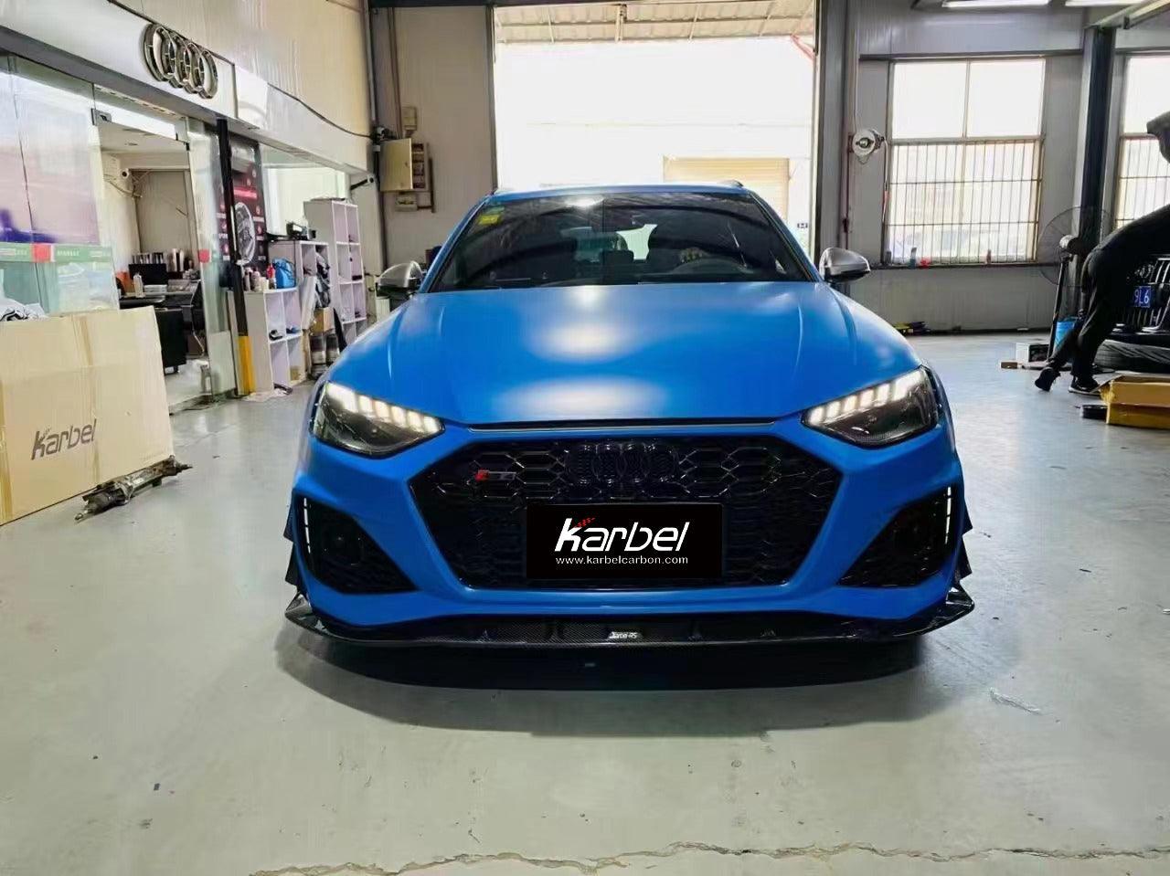 Audi RS4 B9.5 2020 2021 2022 2023 2024 with Aftermarket Parts - Front Canards Pre-preg Carbon Fiber from Karbel Carbon