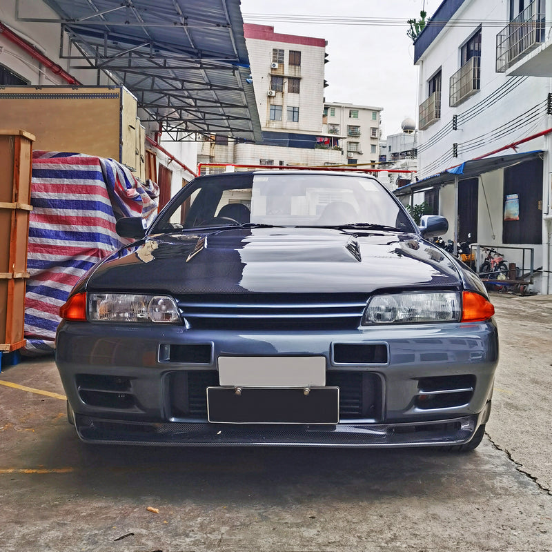 Nissan R32 Skyline GTR 1989 1990 1991 1992 1993 1994 with Aftermarket Parts - JUN Style Front Lip Carbon Fiber / FRP from EPR USA