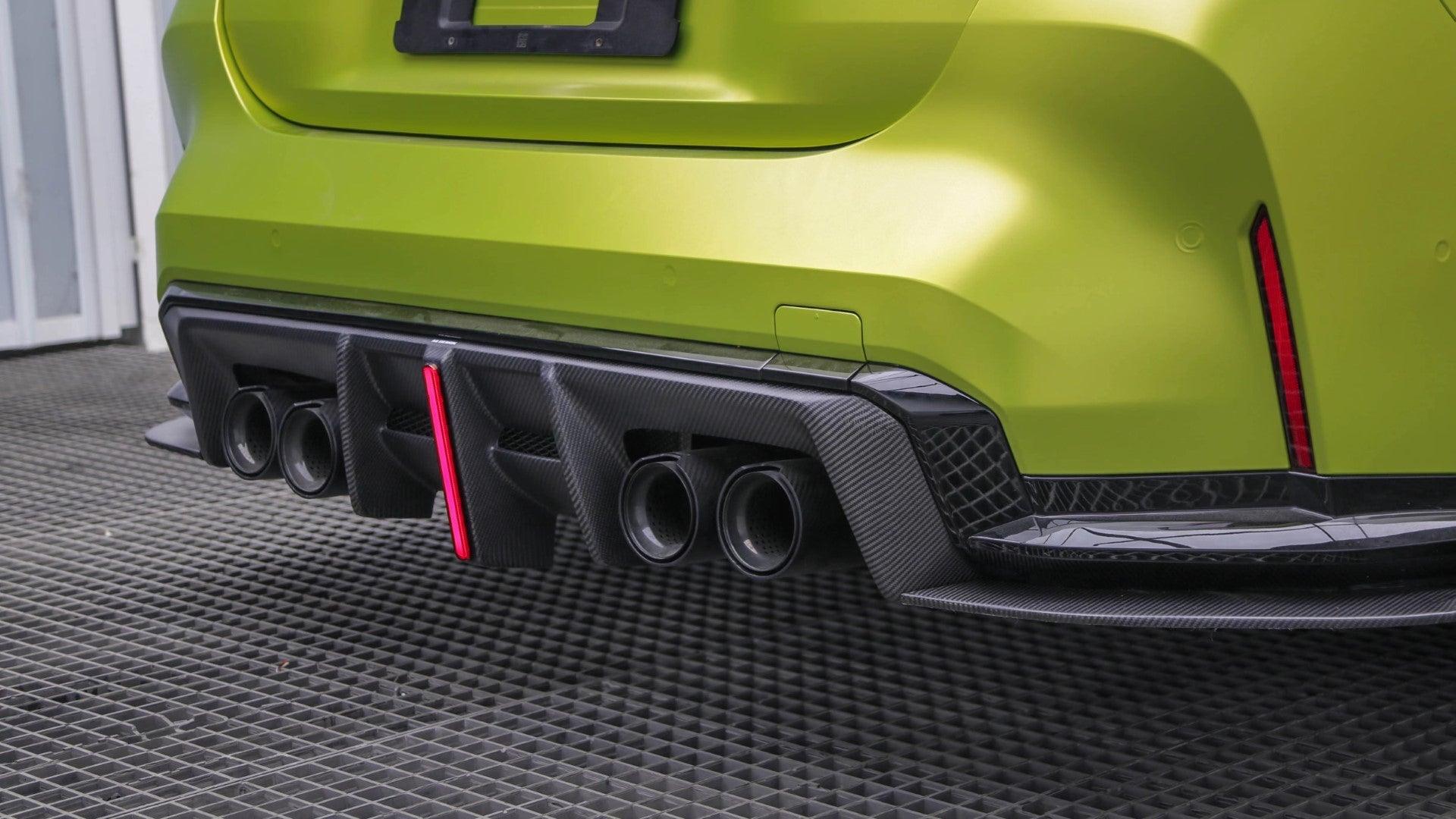 BMW M3 G80 G81 2021 2022 2023 2024 & M4 G82 G83 2021 2022 2023 2024 with Aftermarket Parts - AE V2 Style?Rear Diffuser & Canards Carbon Fiber from ?ArmorExtend