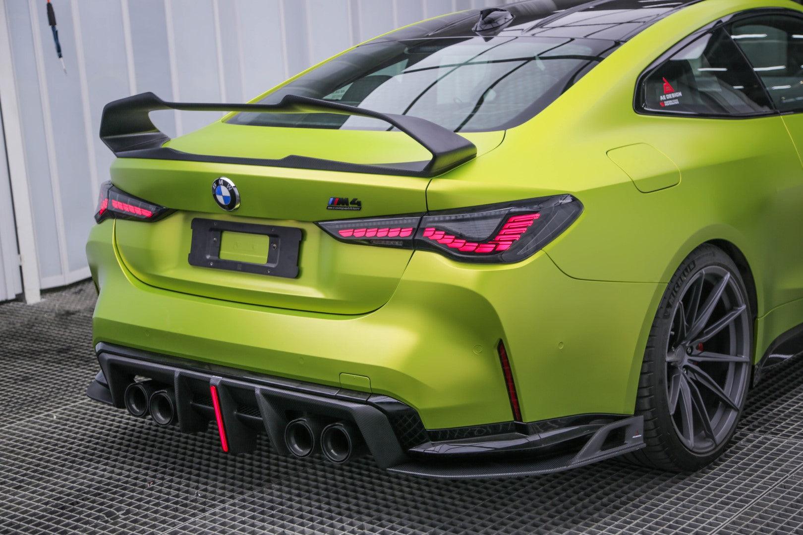 BMW M3 G80 G81 2021 2022 2023 2024 & M4 G82 G83 2021 2022 2023 2024 with Aftermarket Parts - AE V2 Style?Rear Diffuser & Canards Carbon Fiber from ?ArmorExtend