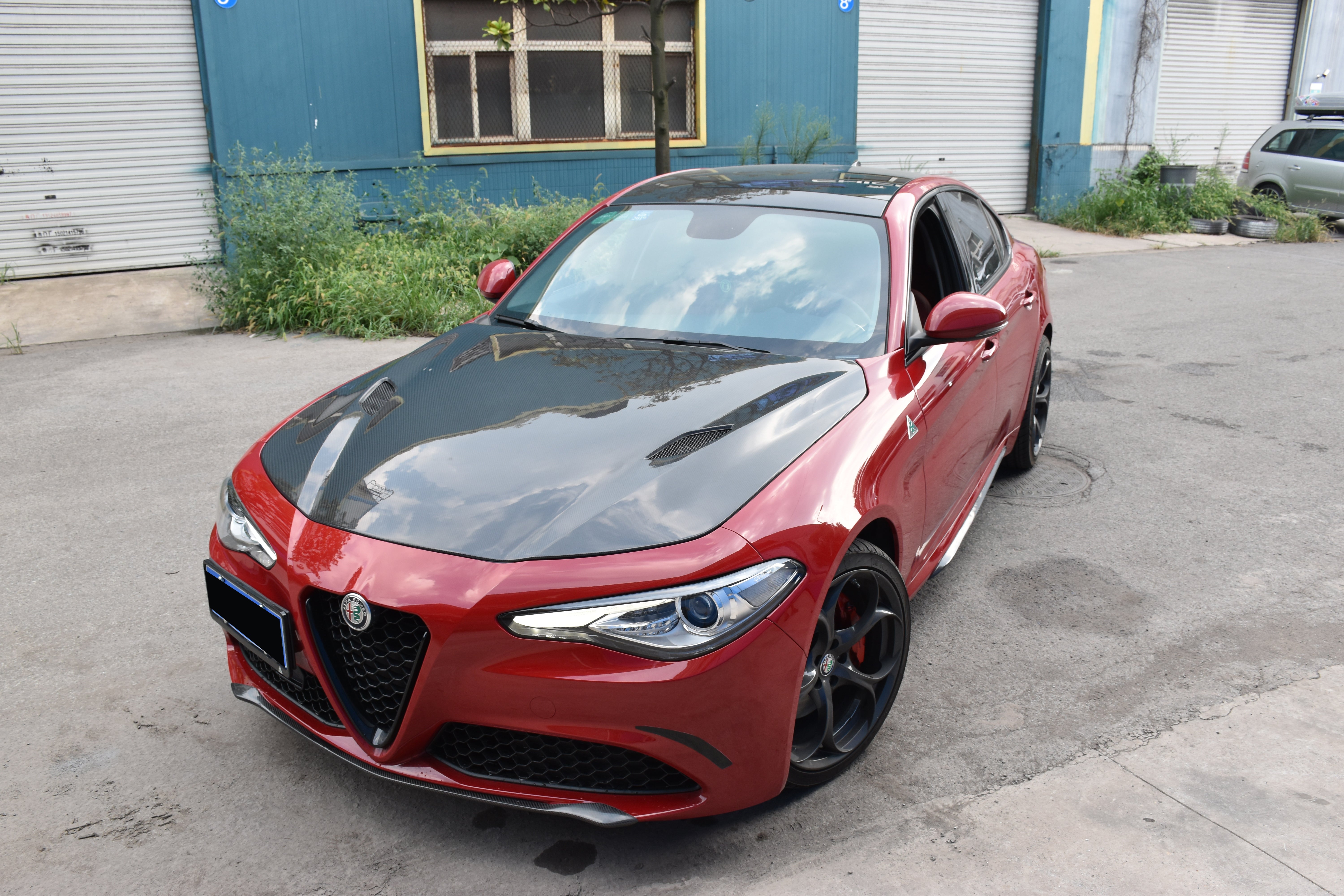 Alfa Romeo Giulia Quadrifoglio Sport Veloce Ti Sprint RWD AWD Lusso Base 2017 2018 2019 2020 2021 with Aftermarket Parts - V1 Hood Carbon Fiber / FRP from Aero Republic