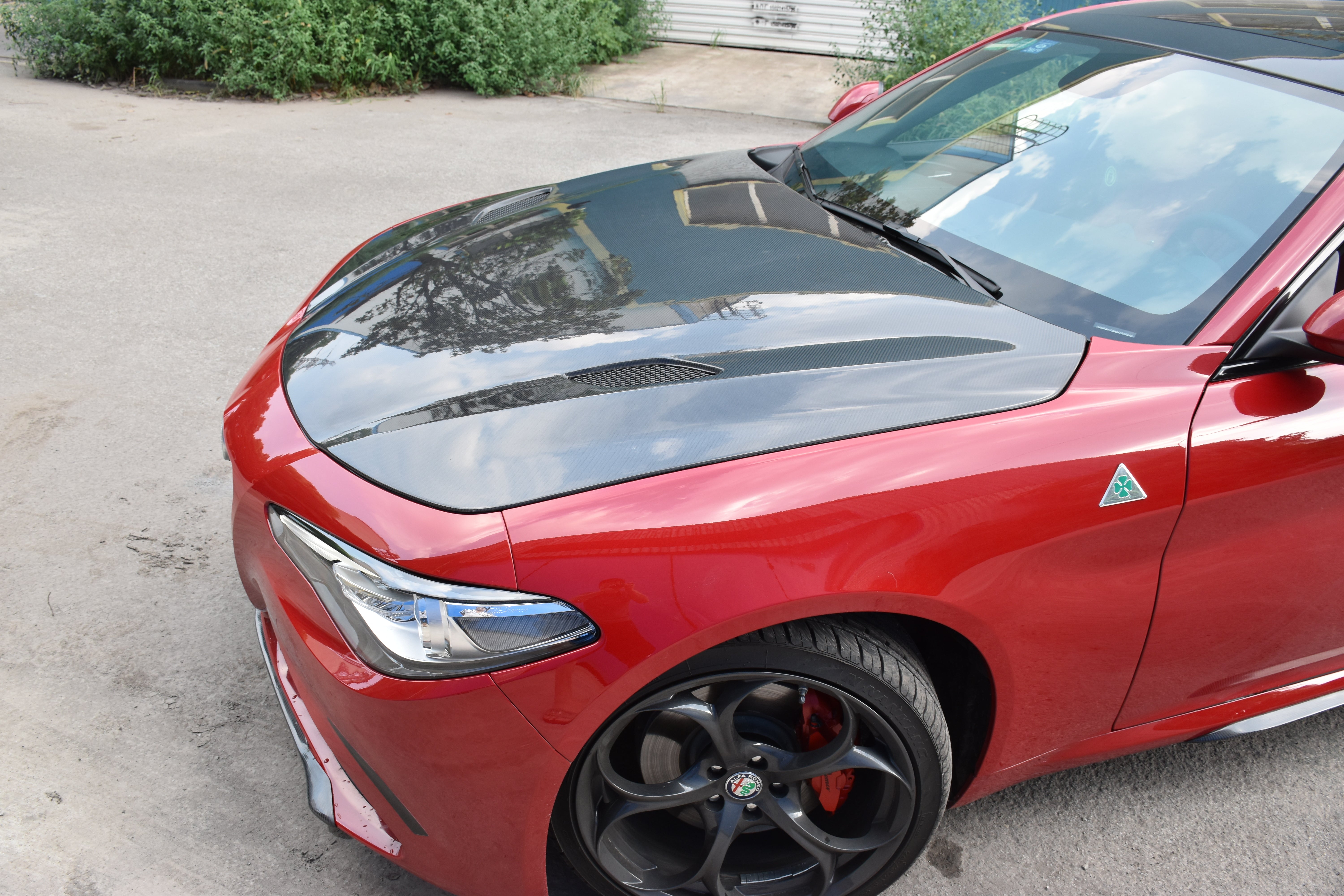 Alfa Romeo Giulia Quadrifoglio Sport Veloce Ti Sprint RWD AWD Lusso Base 2017 2018 2019 2020 2021 with Aftermarket Parts - V1 Hood Carbon Fiber / FRP from Aero Republic