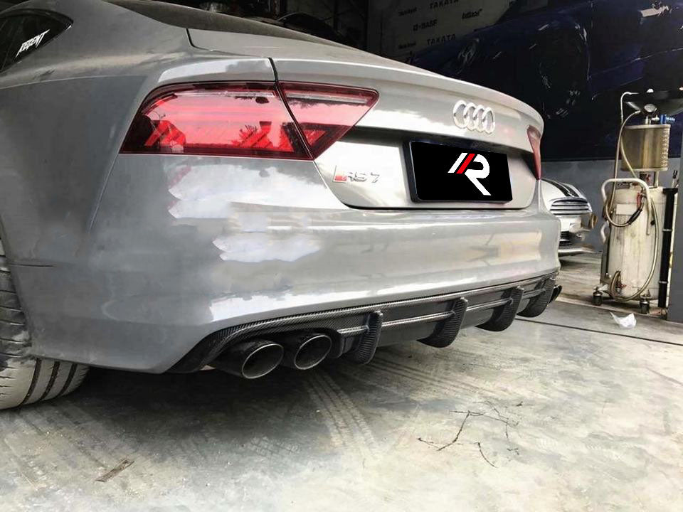 Audi A7 (fits base model, does not fit s-line) S7 C7 2012 2013 2014 2015 with Aftermarket Parts - PD Style Rear Diffuser Carbon Fiber from Aero Republic