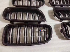 BMW 3 Series 320i 328i 328d 330i 335i 340i F30 F31 2011 2012 2013 2014 2015 2016 2017 2018 2019 with Aftermarket Parts - M Colors Blacked Out Front Kidney Grilles Carbon Fiber from Aero Republic
