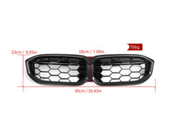 BMW 3 Series M340 330 320 G20 G21 LCI 2023 2024 with Aftermarket Parts - Dual Slat Front Kidney Grill Pre-preg Carbon Fiber from Aero Republic