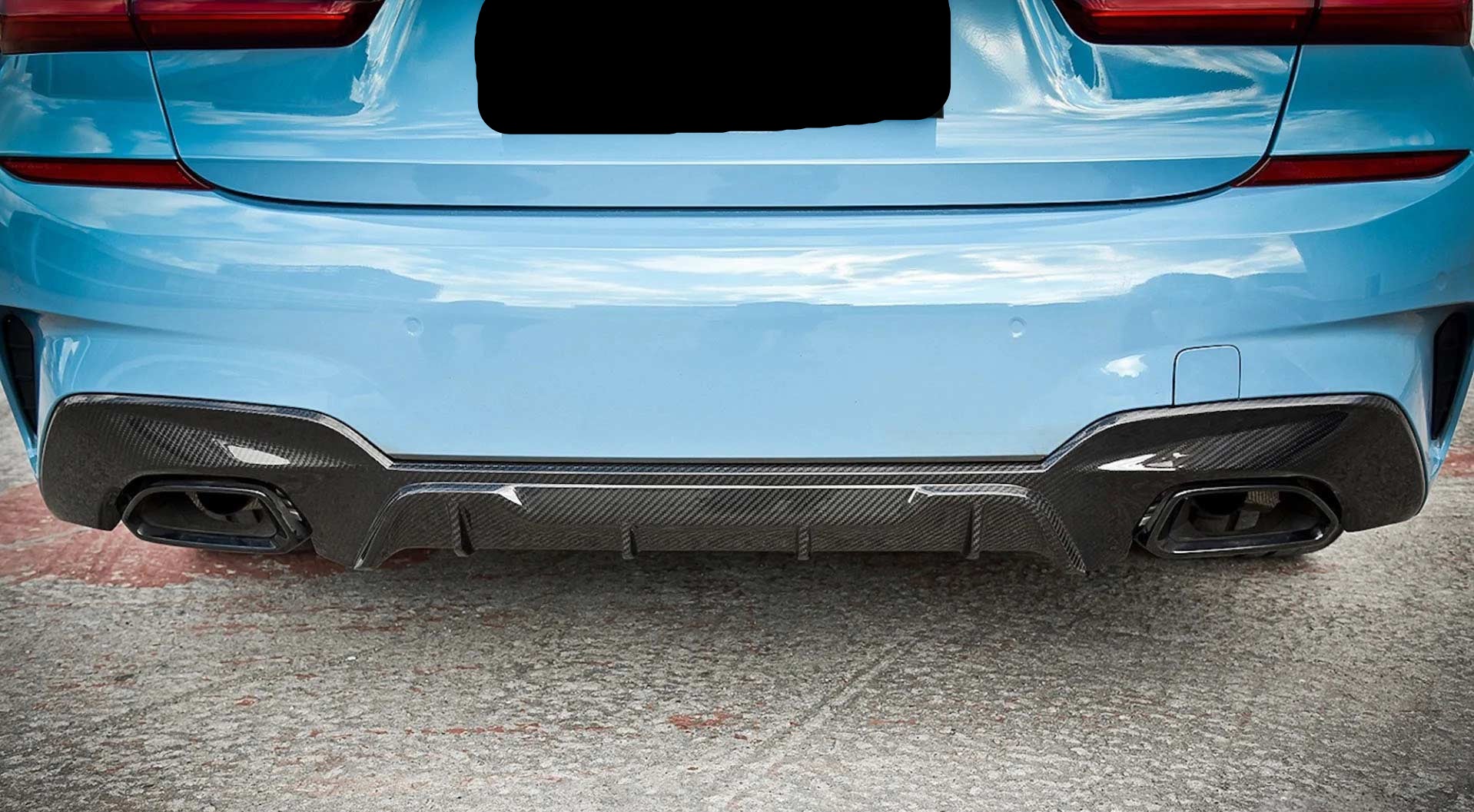 BMW 3 Series M340i 330i (With M-package Bumper, Does Not Fit Base Model Bumper) Pre-LCI G20 G21 2019 2020 2021 2022 with Aftermarket Parts - MP Sports Rear Diffuser Pre-preg Carbon Fiber from Aero Republic