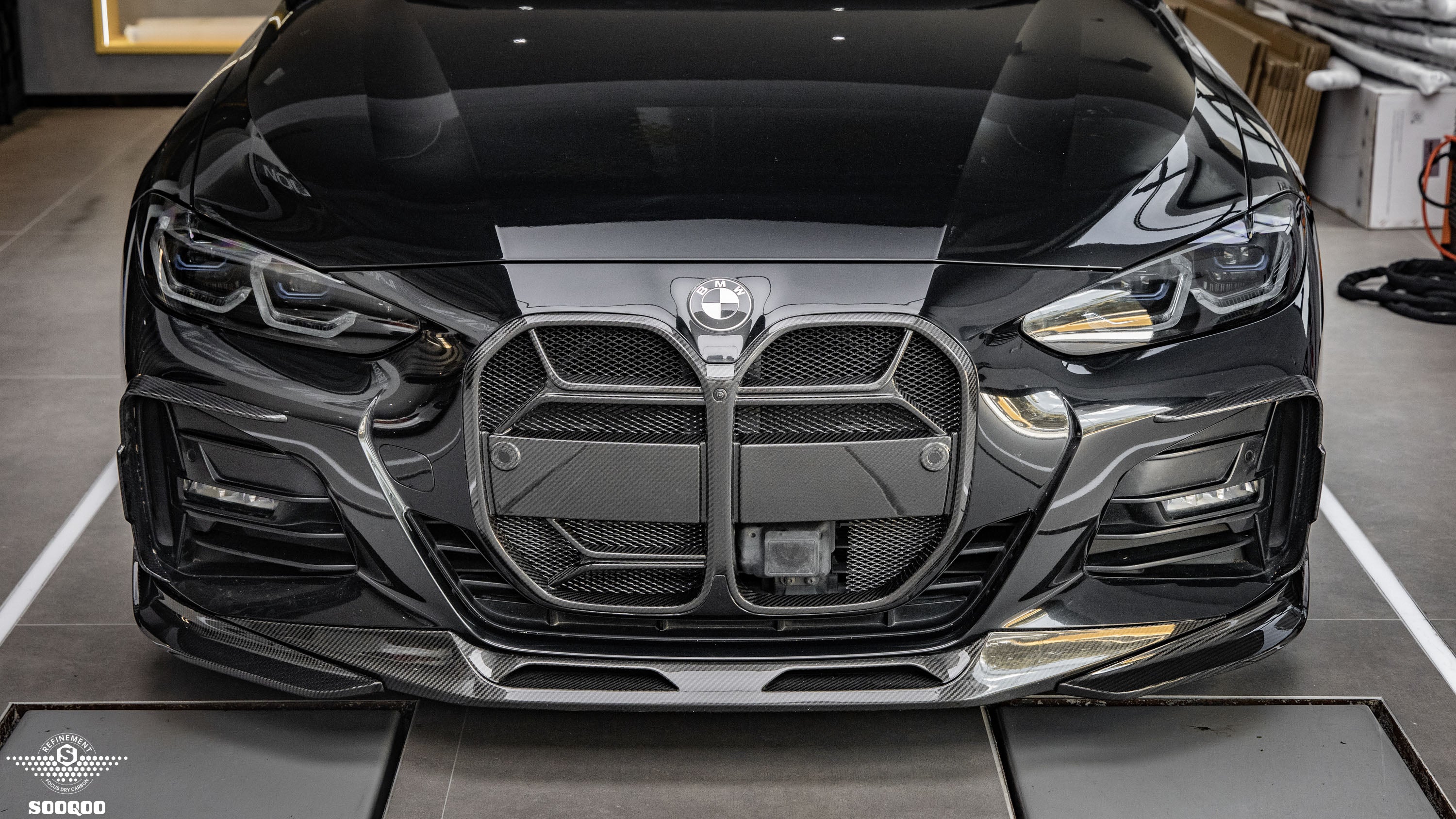 BMW 4 Series M440 430 G22 G23 2020 2021 2022 2023 2024 with Aftermarket Parts - CSL / Without ACC & CSL / With ACC Front Kidney Grill Pre-preg Carbon Fiber from?Aero Republic