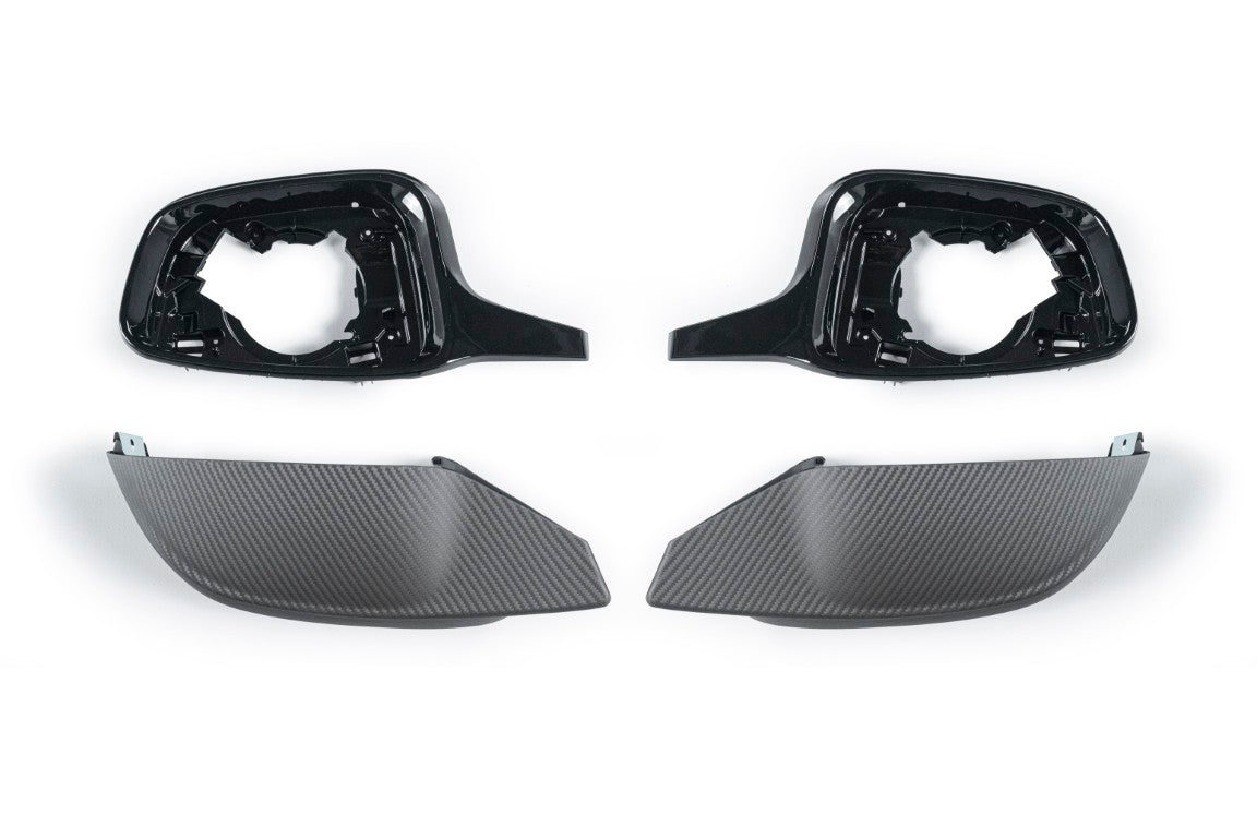 BMW 4 Series M440 G22 G23 G26 2022-ON LHD (Left Hand Drive Only) & I4 e Drive 40 G26 2022-ON LHD (Left Hand Drive Only) with Aftermarket Parts - G8X Style / LHD Replacement Mirror Caps Carbon Fiber from Aero Republic