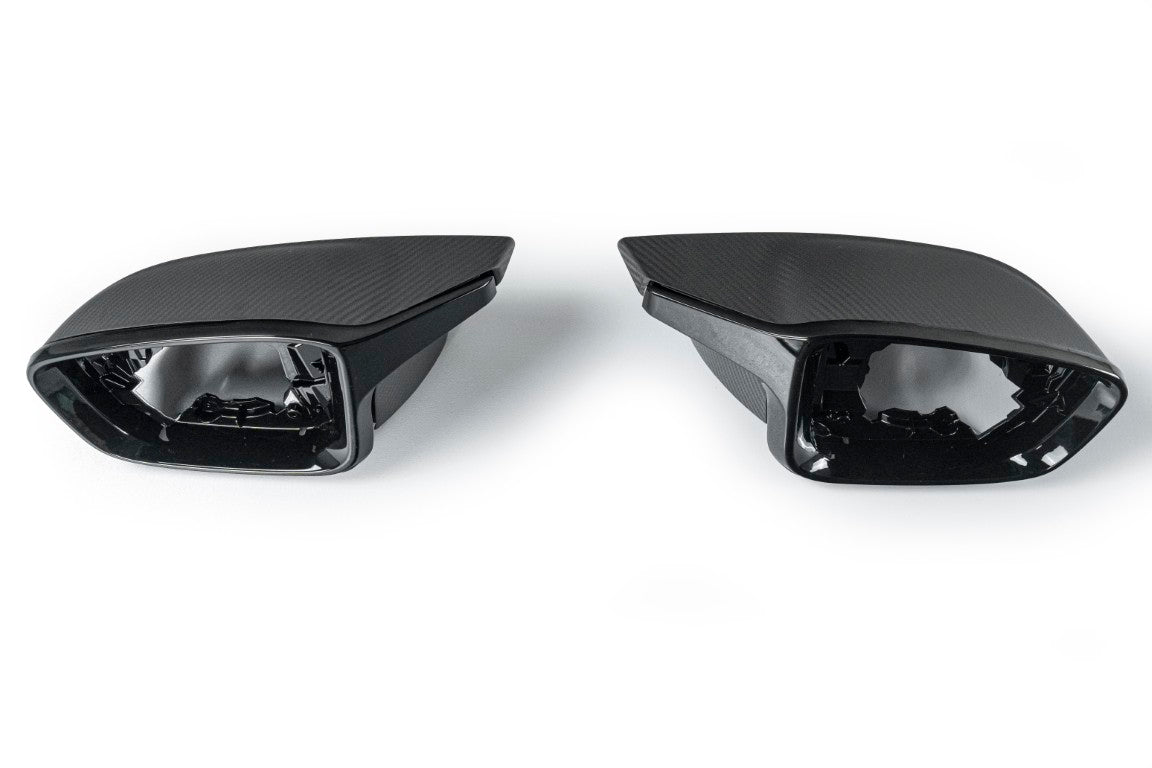 BMW 4 Series M440 G22 G23 G26 2022-ON LHD (Left Hand Drive Only) & I4 e Drive 40 G26 2022-ON LHD (Left Hand Drive Only) with Aftermarket Parts - G8X Style / LHD Replacement Mirror Caps Carbon Fiber from Aero Republic