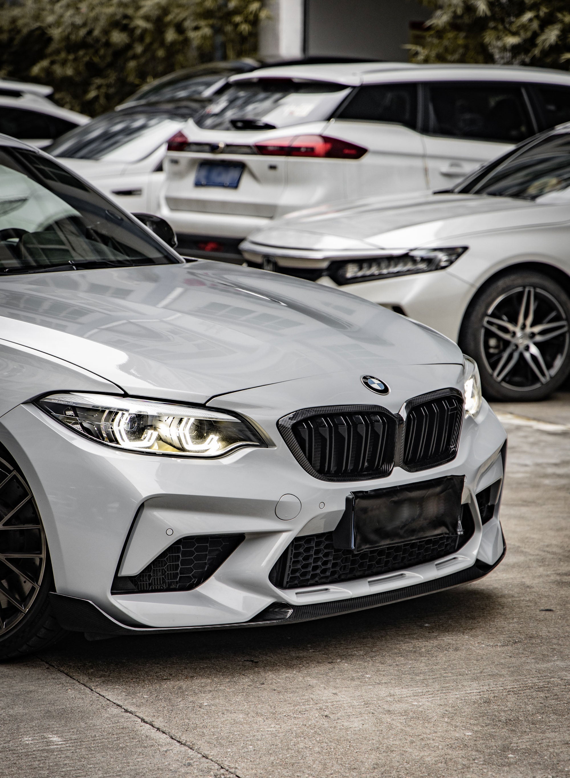 BMW M2 Competition M2C F87 2019 2020 2021 with Aftermarket Parts - MP Style Front Lip Pre-preg Carbon Fiber from Aero Republic