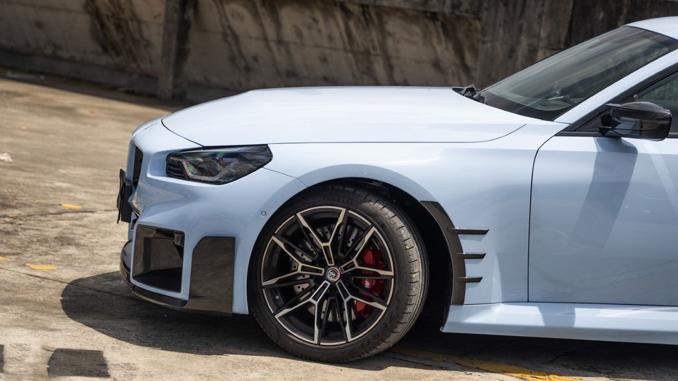 BMW M2 M2C G87 2023 2024 with Aftermarket Parts - MP Style Front Lip Splitter Pre-preg Carbon Fiber from Aero Republic