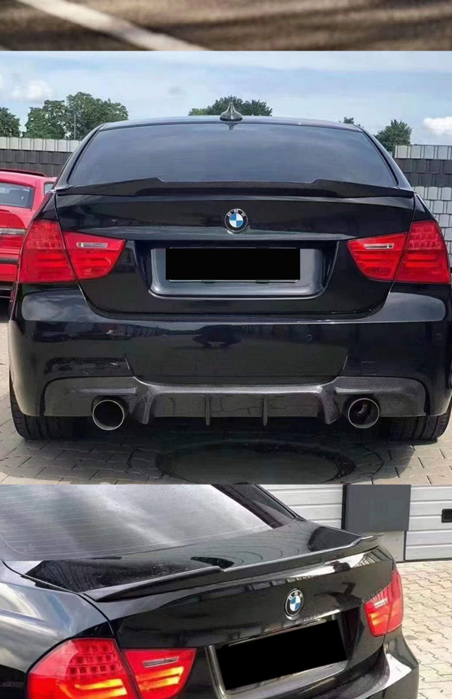 BMW M3 E90 2007 2008 2009 2010 2011 2012 2013 &?3 Series E90 (Both Fits Pre-LCI & LCI) 2006 2007 2008 2009 2010 2011 2012 with Aftermarket Parts - M4 Style Rear Lip Spoiler?Carbon Fiber from Aero Republic