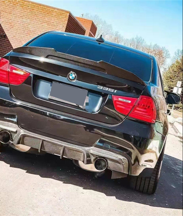 BMW M3 E90 2007 2008 2009 2010 2011 2012 2013 & 3 Series E90 (Both Fits Pre-LCI & LCI) 2006 2007 2008 2009 2010 2011 2012 with Aftermarket Parts - PSM Style Rear Lip Spoiler?Carbon Fiber from Aero Republic