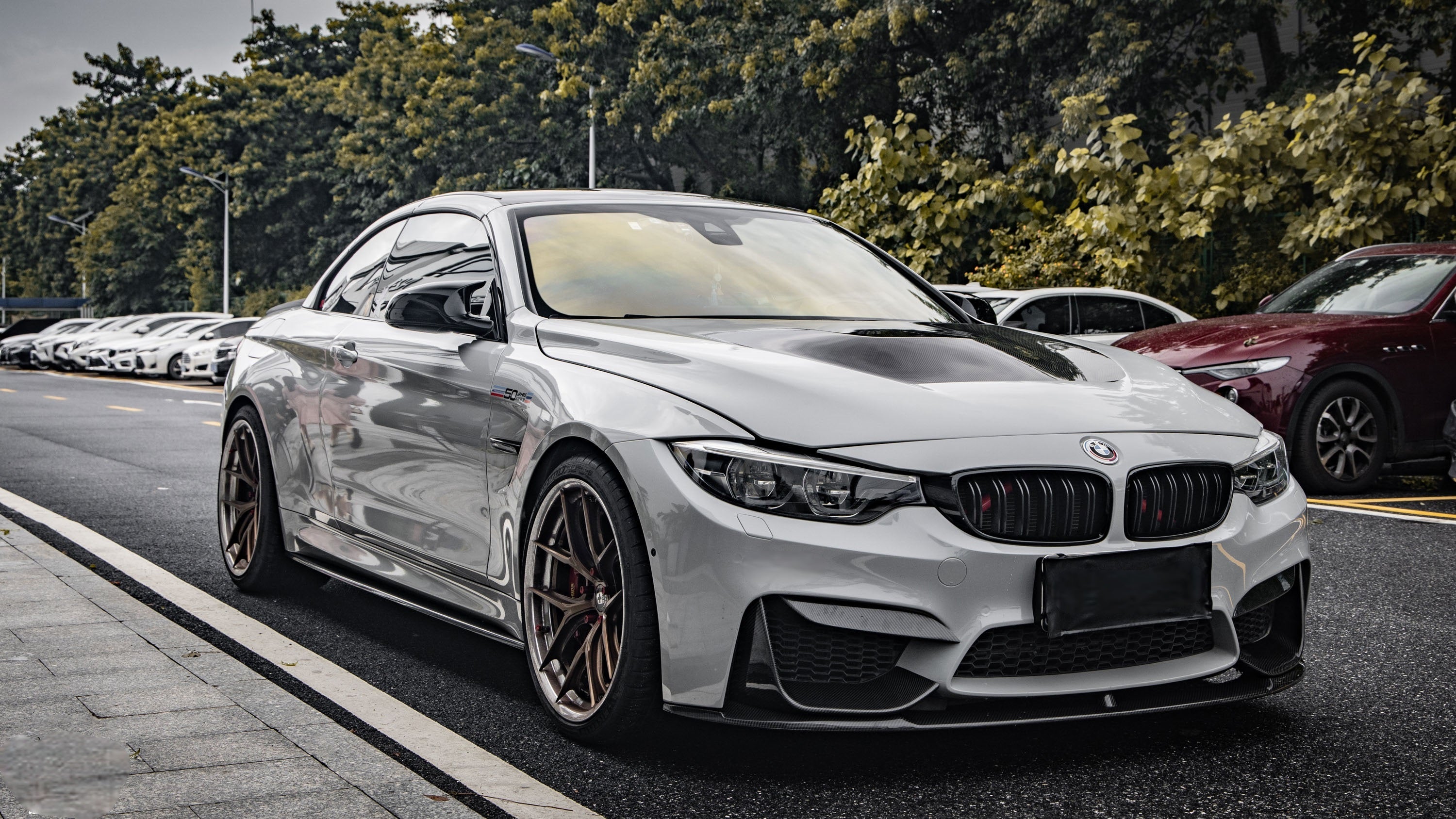 BMW M3 M3C M3CS F80 F81 2014 2015 2016 2017 2018 & M4 M4C M4CS M4CSL F82 F83 2014 2015 2016 2017 2018 2019 2020 with Aftermarket Parts - MP Style Front Lip Pre-preg Carbon Fiber / FRP from Aero Republic